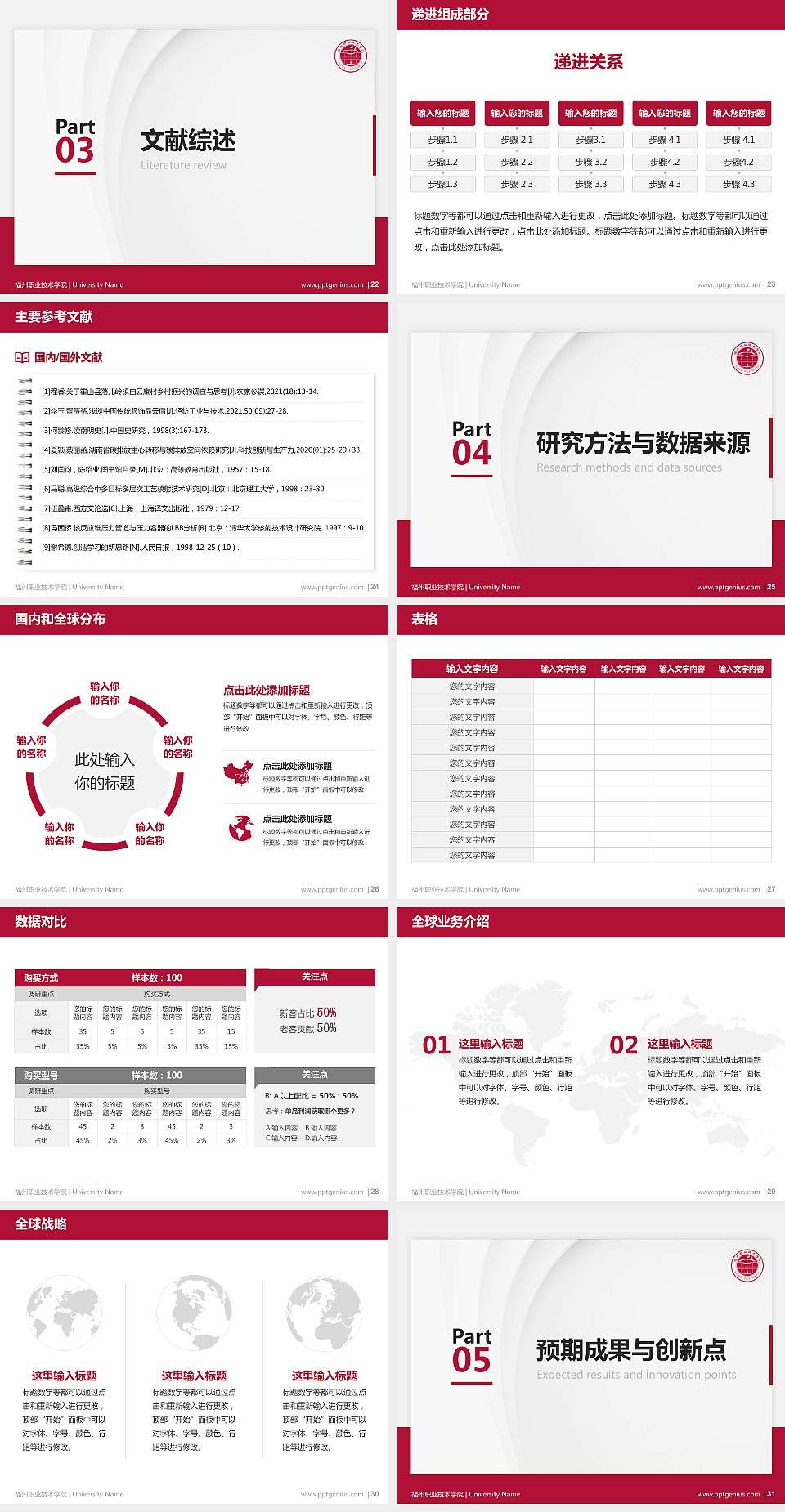 福州职业技术学院硕士研究生/本科生毕业论文答辩/开题报告通用PPT模板下载4:3格式幻灯片预览图4
