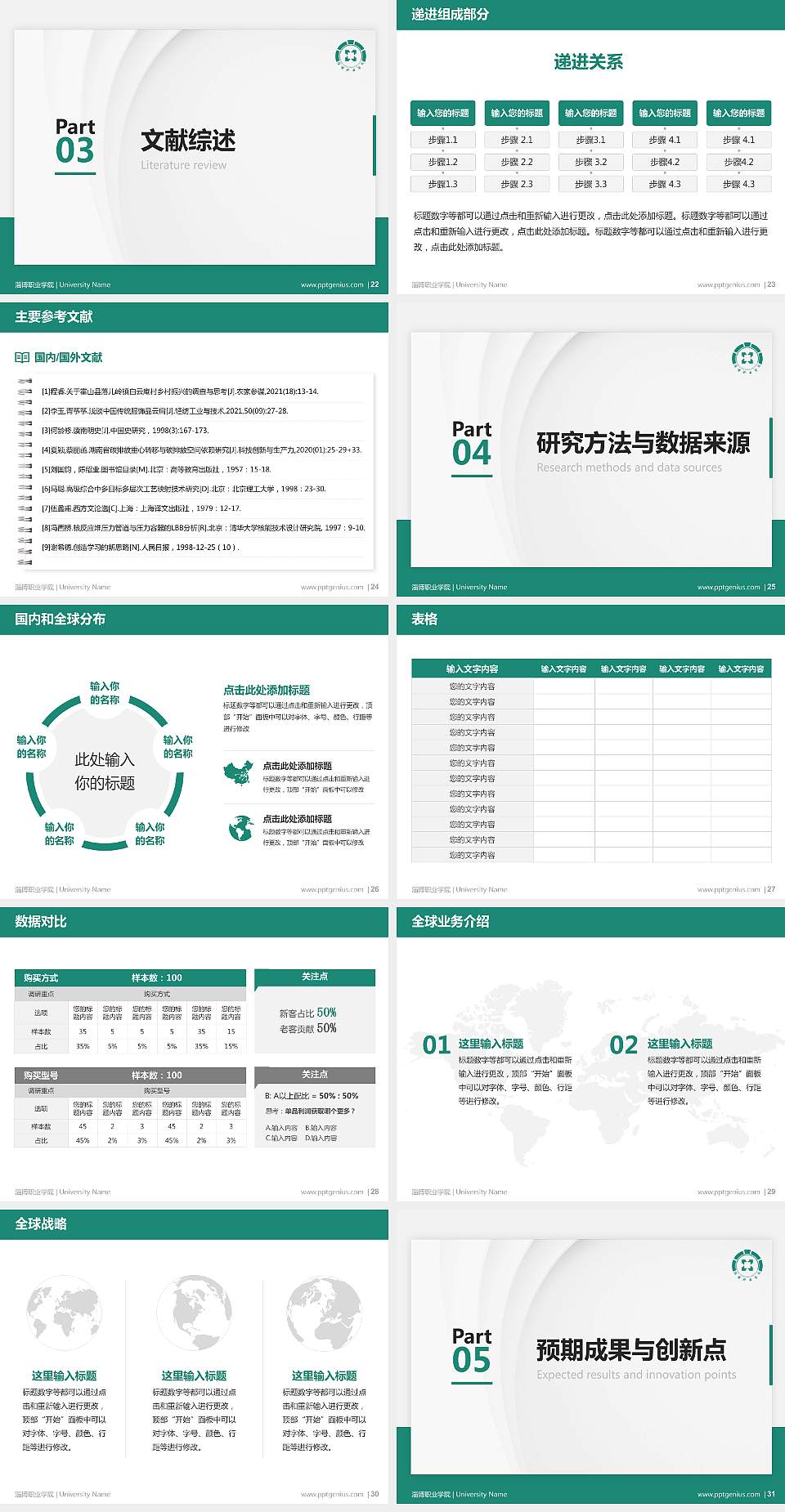 淄博职业学院硕士研究生/本科生毕业论文答辩/开题报告通用PPT模板下载4:3格式幻灯片预览图4