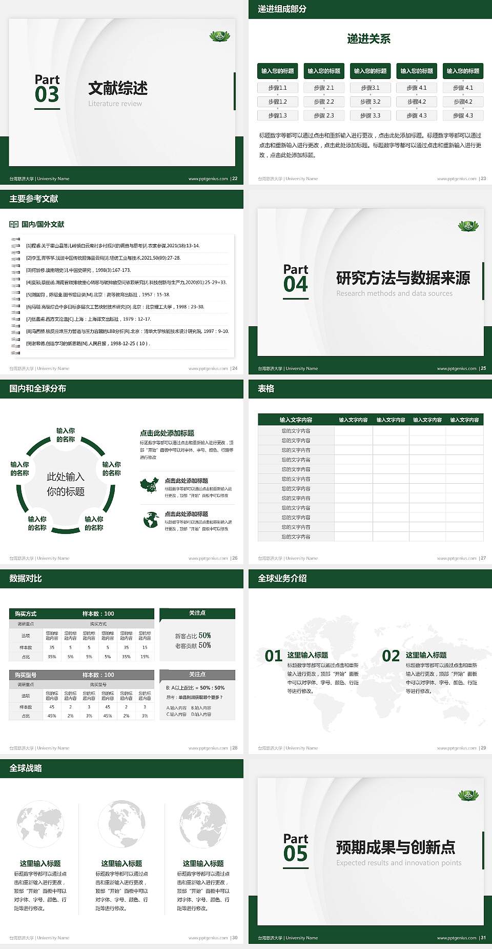 台湾慈济大学硕士研究生/本科生毕业论文答辩/开题报告通用PPT模板下载4:3格式幻灯片预览图4