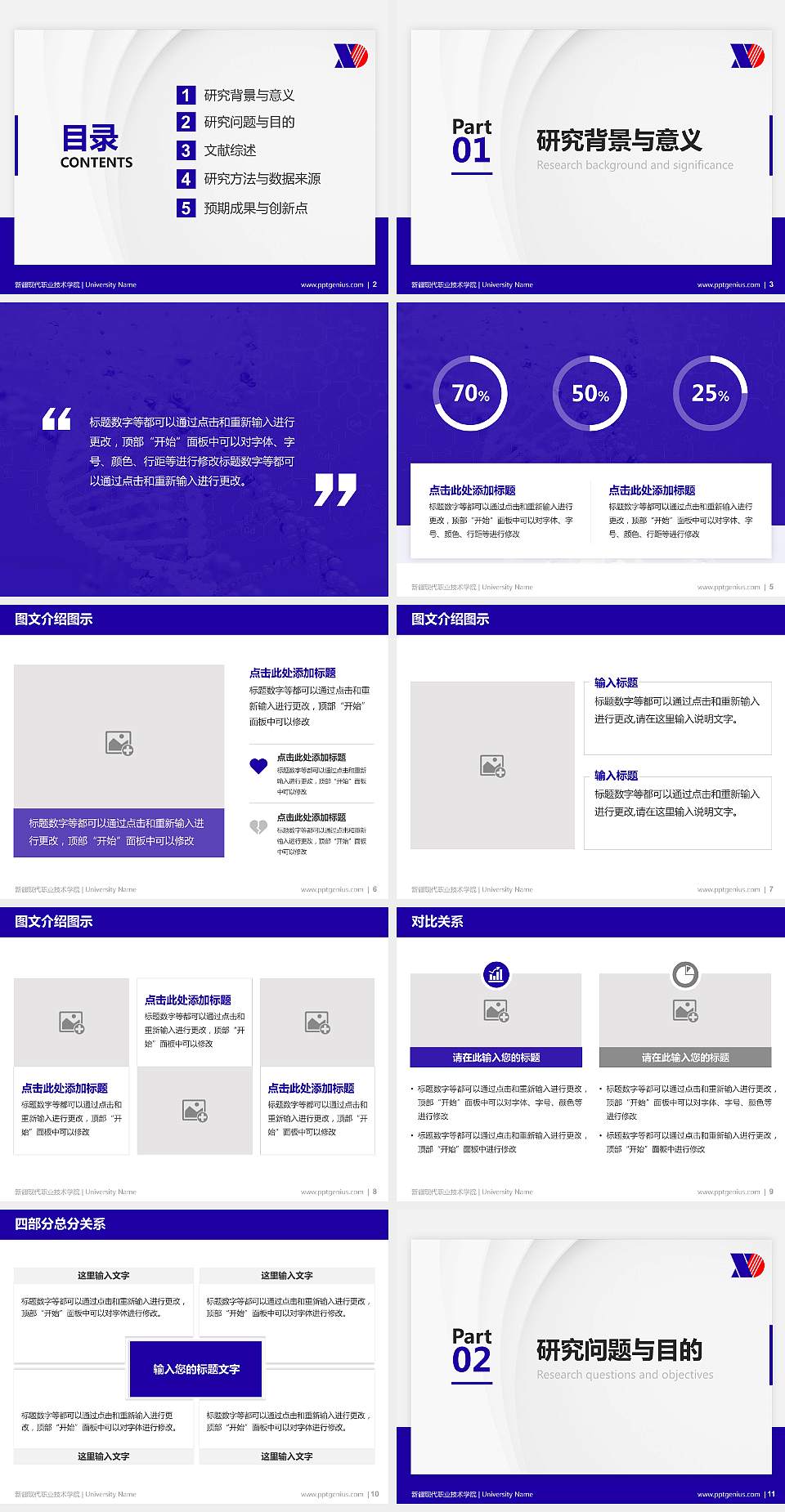 新疆现代职业技术学院硕士研究生/本科生毕业论文答辩/开题报告通用PPT模板下载4:3格式幻灯片预览图2