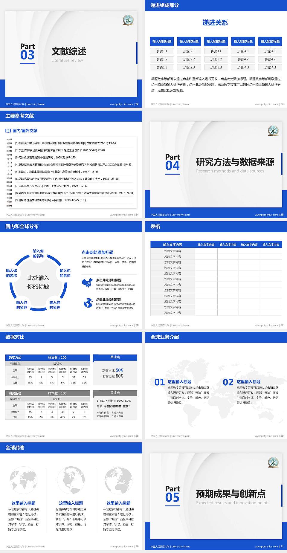 中国人民警察大学硕士研究生/本科生毕业论文答辩/开题报告通用PPT模板下载4:3格式幻灯片预览图4