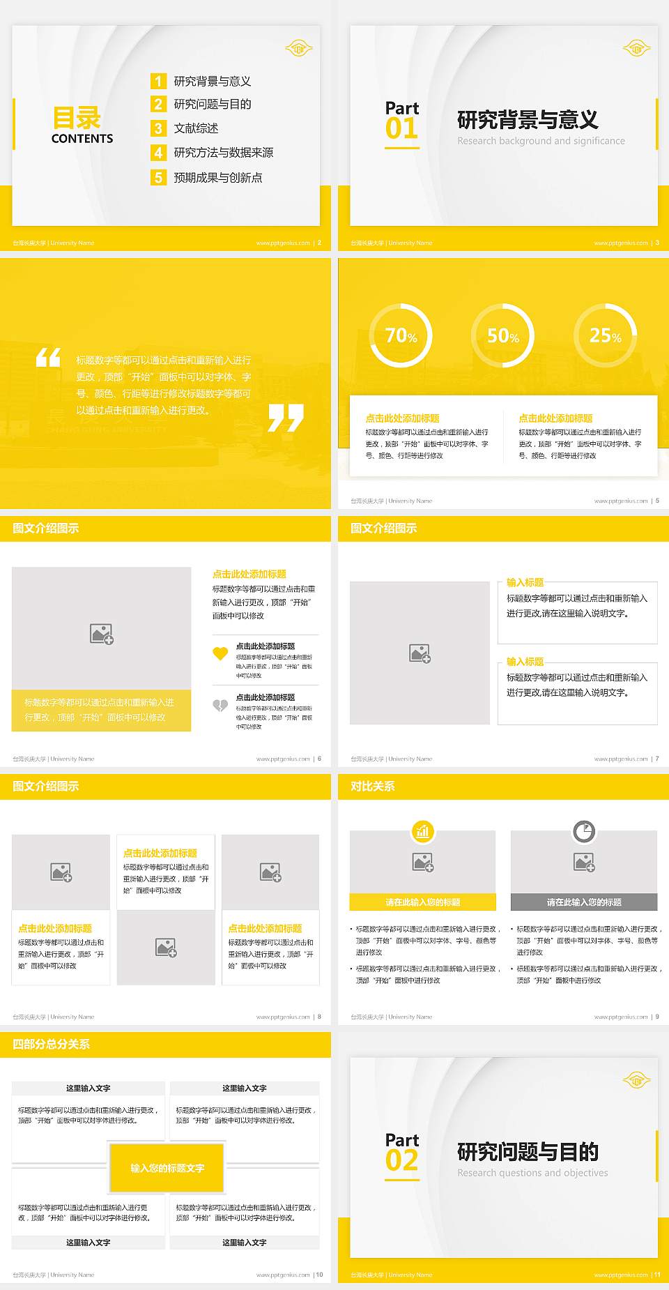 台湾长庚大学硕士研究生/本科生毕业论文答辩/开题报告通用PPT模板下载4:3格式幻灯片预览图2