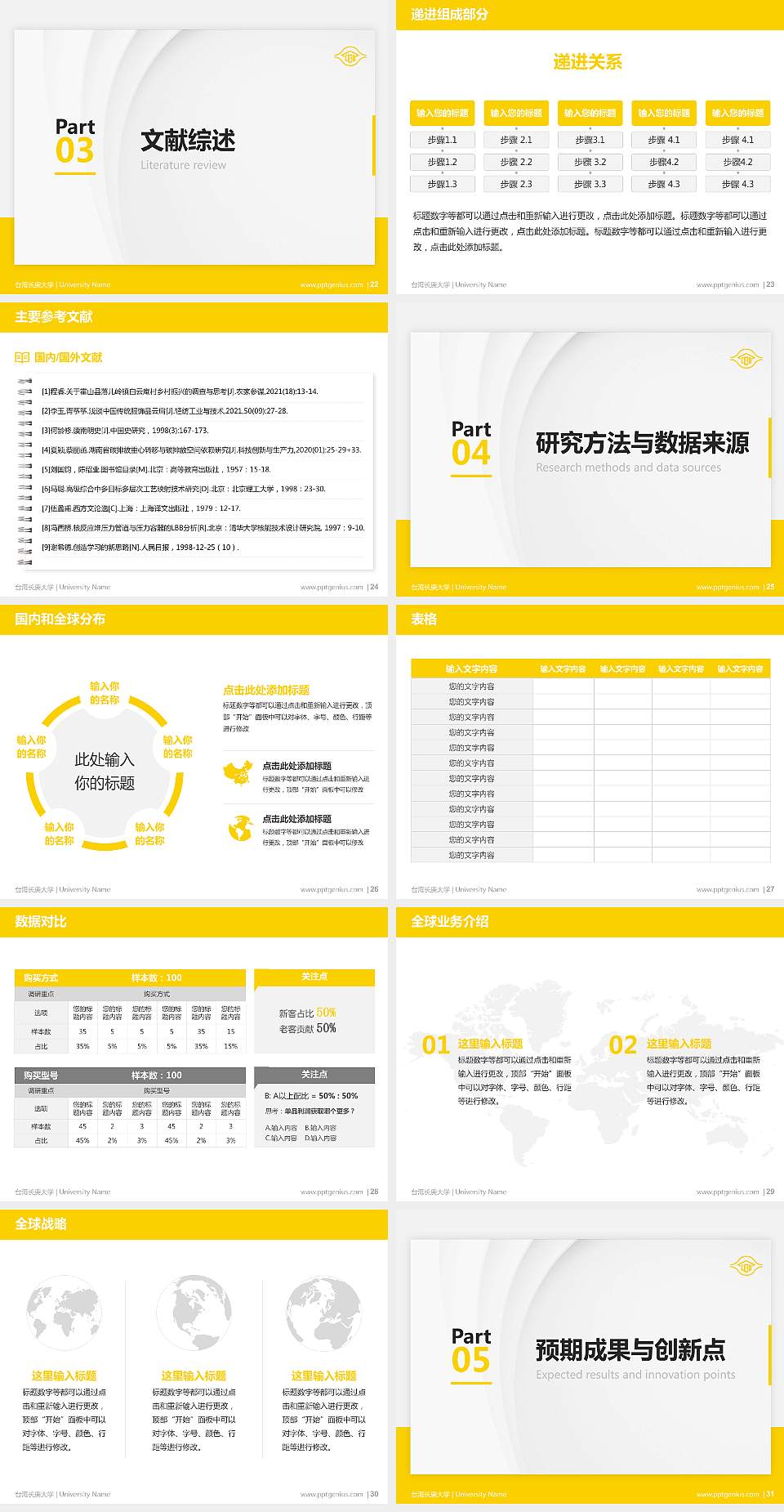 台湾长庚大学硕士研究生/本科生毕业论文答辩/开题报告通用PPT模板下载4:3格式幻灯片预览图4