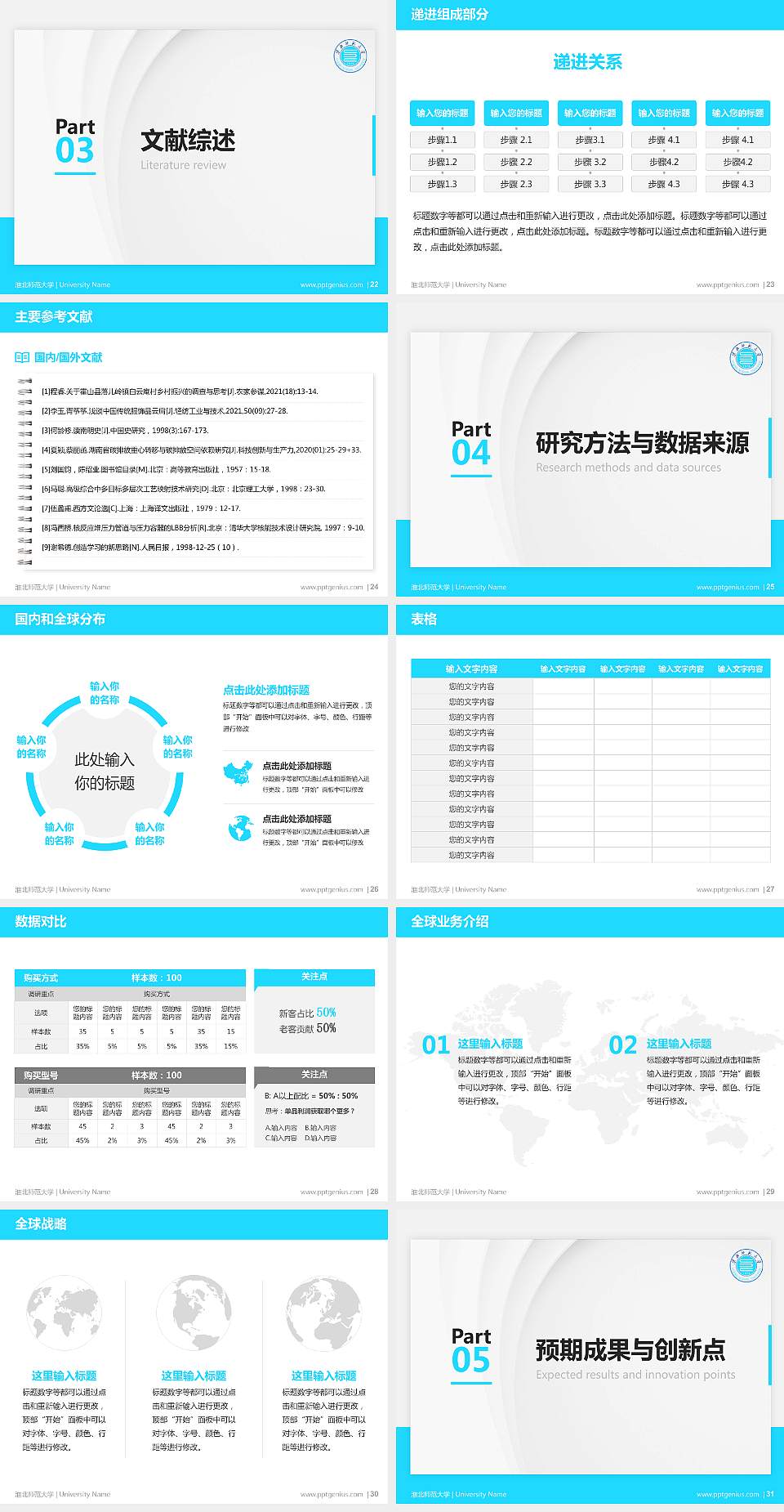淮北师范大学硕士研究生/本科生毕业论文答辩/开题报告通用PPT模板下载4:3格式幻灯片预览图4