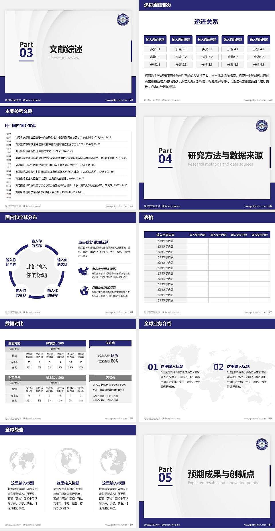 哈尔滨工程大学硕士研究生/本科生毕业论文答辩/开题报告通用PPT模板下载4:3格式幻灯片预览图4