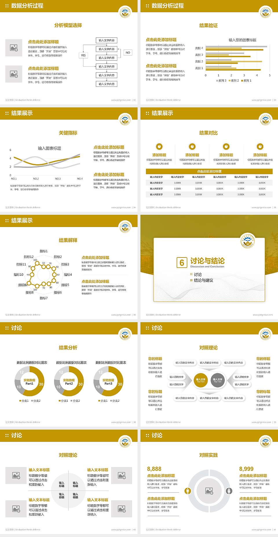 烟台黄金职业学院论文答辩标准PPT模板4:3格式幻灯片预览图5