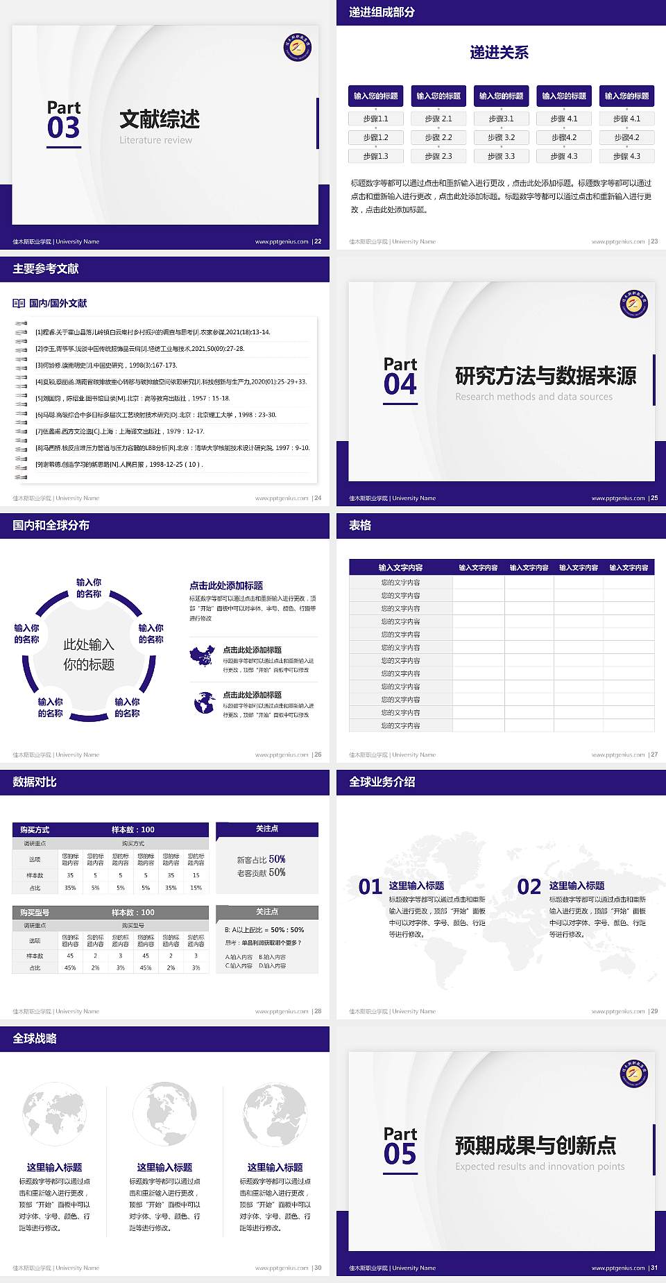 佳木斯职业学院硕士研究生/本科生毕业论文答辩/开题报告通用PPT模板下载4:3格式幻灯片预览图4