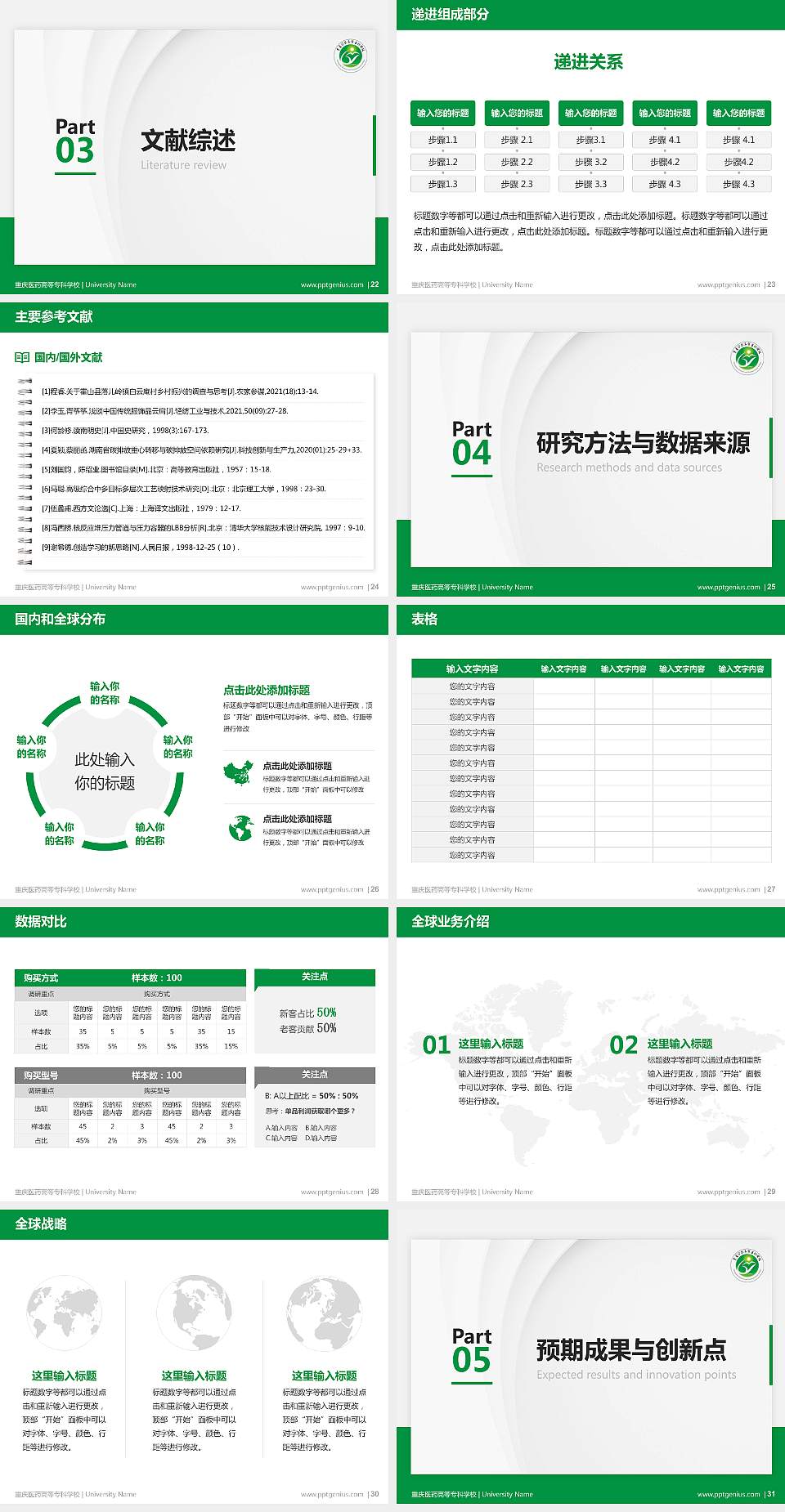 重庆医药高等专科学校硕士研究生/本科生毕业论文答辩/开题报告通用PPT模板下载4:3格式幻灯片预览图4