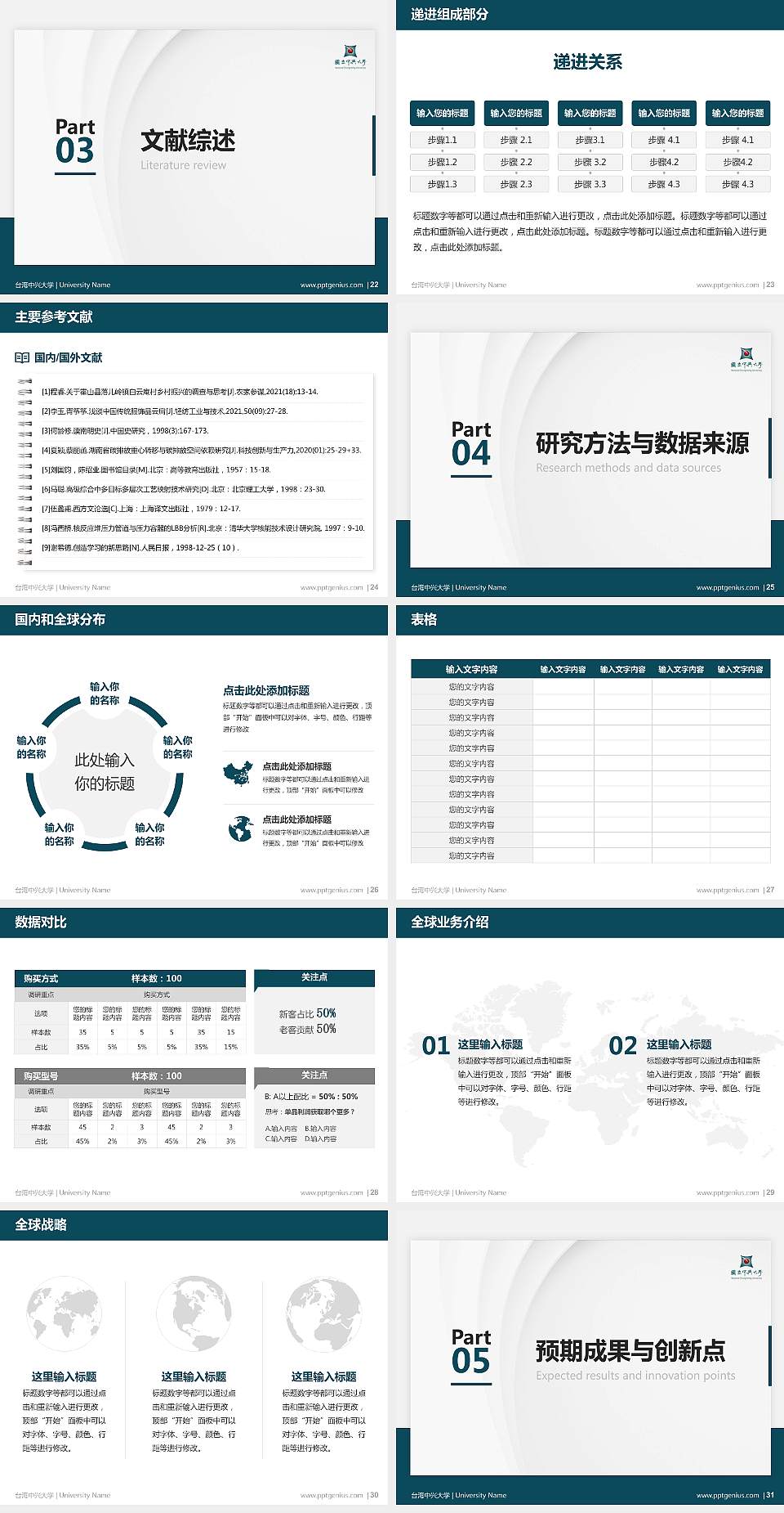 台湾中兴大学硕士研究生/本科生毕业论文答辩/开题报告通用PPT模板下载4:3格式幻灯片预览图4