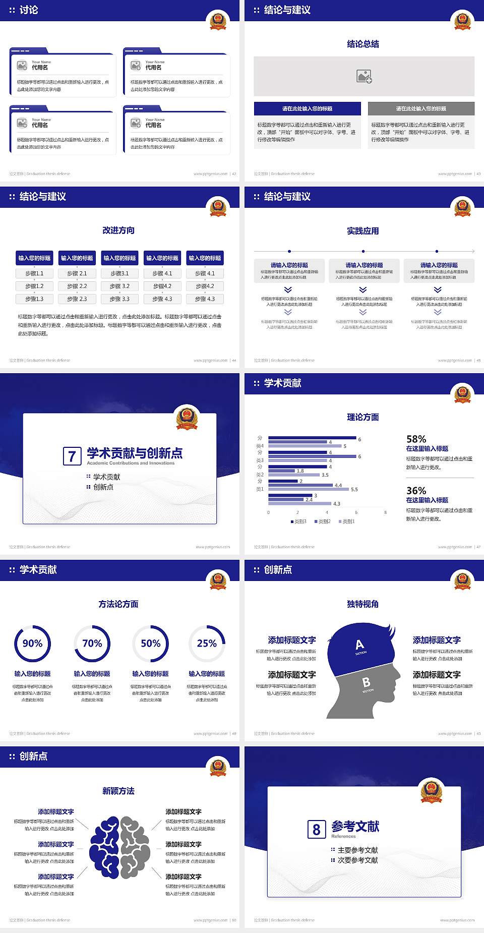 武警指挥学院论文答辩标准PPT模板4:3格式幻灯片预览图6