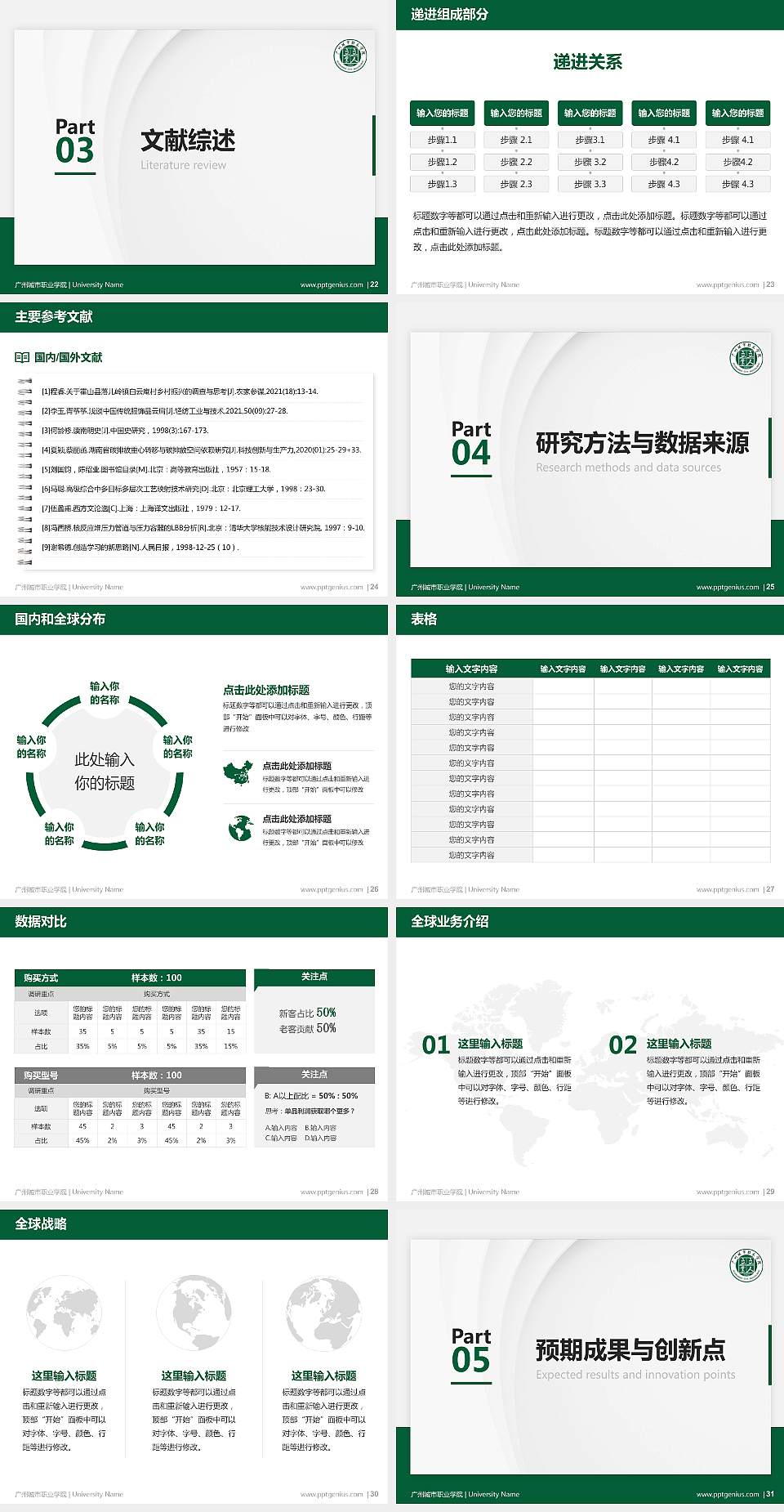 广州城市职业学院硕士研究生/本科生毕业论文答辩/开题报告通用PPT模板下载4:3格式幻灯片预览图4