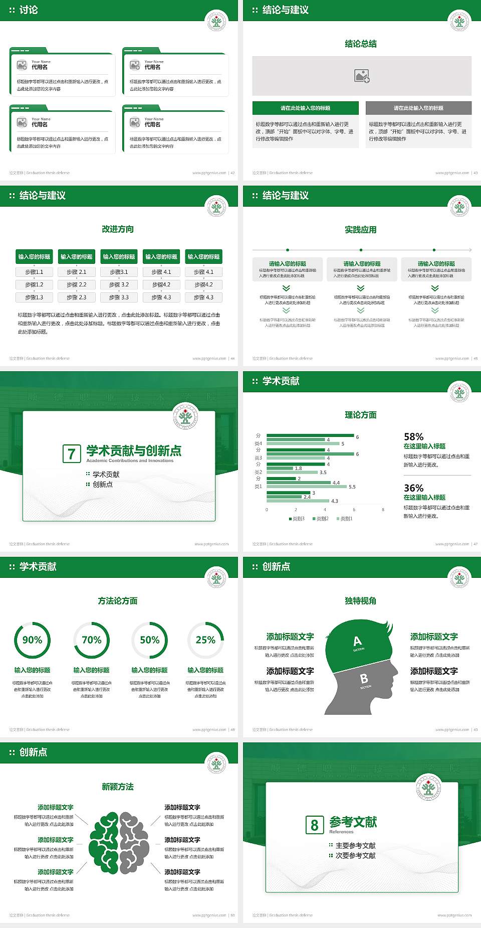 顺德职业技术学院论文答辩标准PPT模板4:3格式幻灯片预览图6