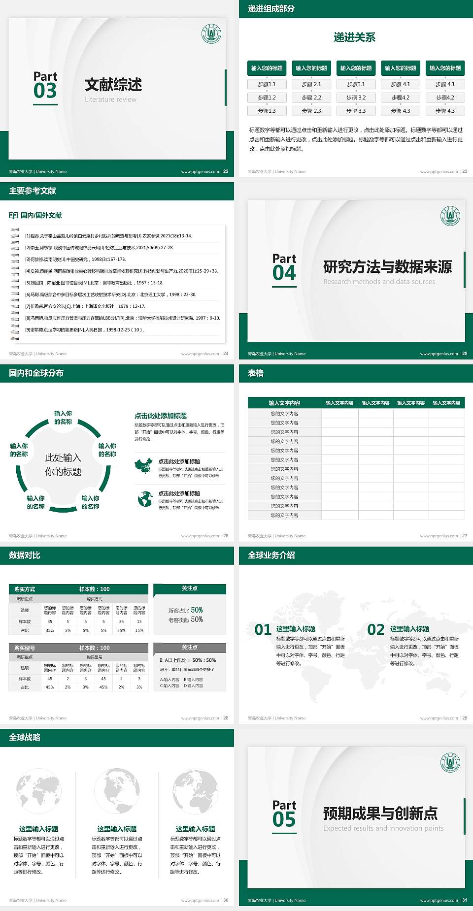 青岛农业大学硕士研究生/本科生毕业论文答辩/开题报告通用PPT模板下载4:3格式幻灯片预览图4