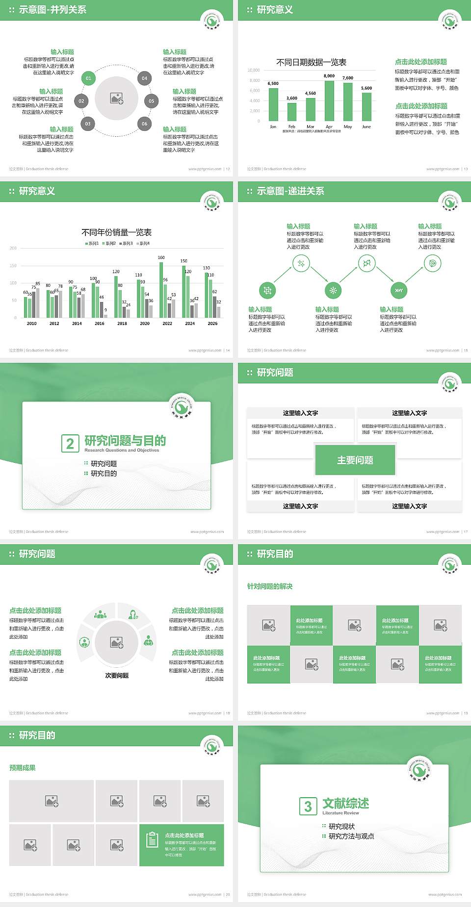 长治医学院论文答辩标准PPT模板4:3格式幻灯片预览图3