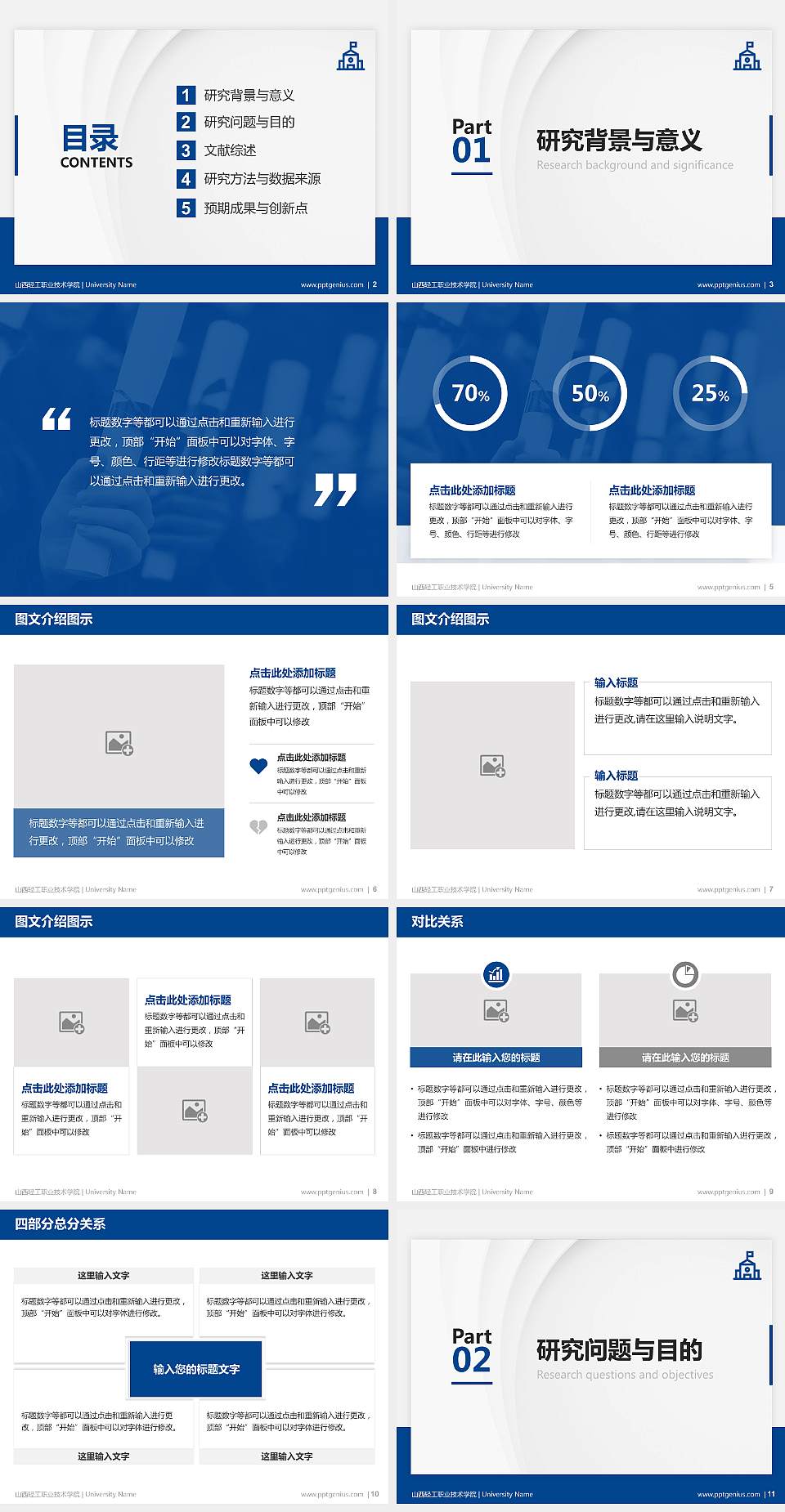 山西轻工职业技术学院硕士研究生/本科生毕业论文答辩/开题报告通用PPT模板下载4:3格式幻灯片预览图2