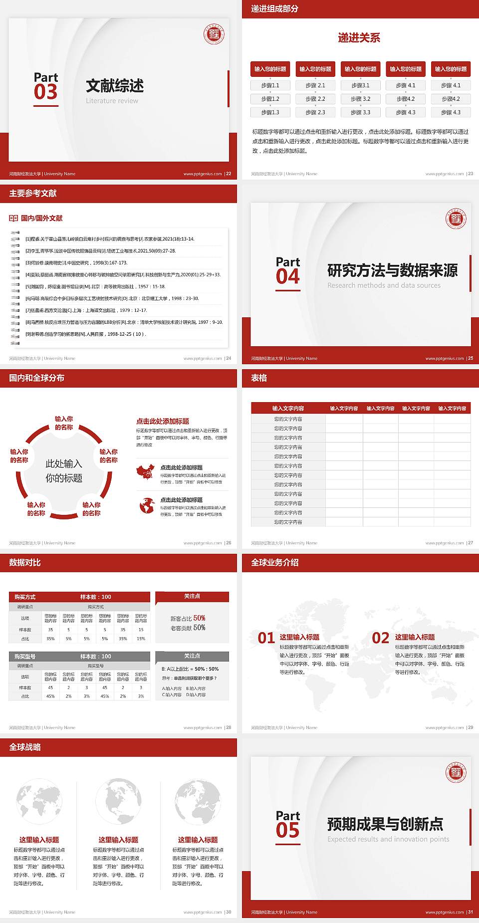 河南财经政法大学硕士研究生/本科生毕业论文答辩/开题报告通用PPT模板下载4:3格式幻灯片预览图4