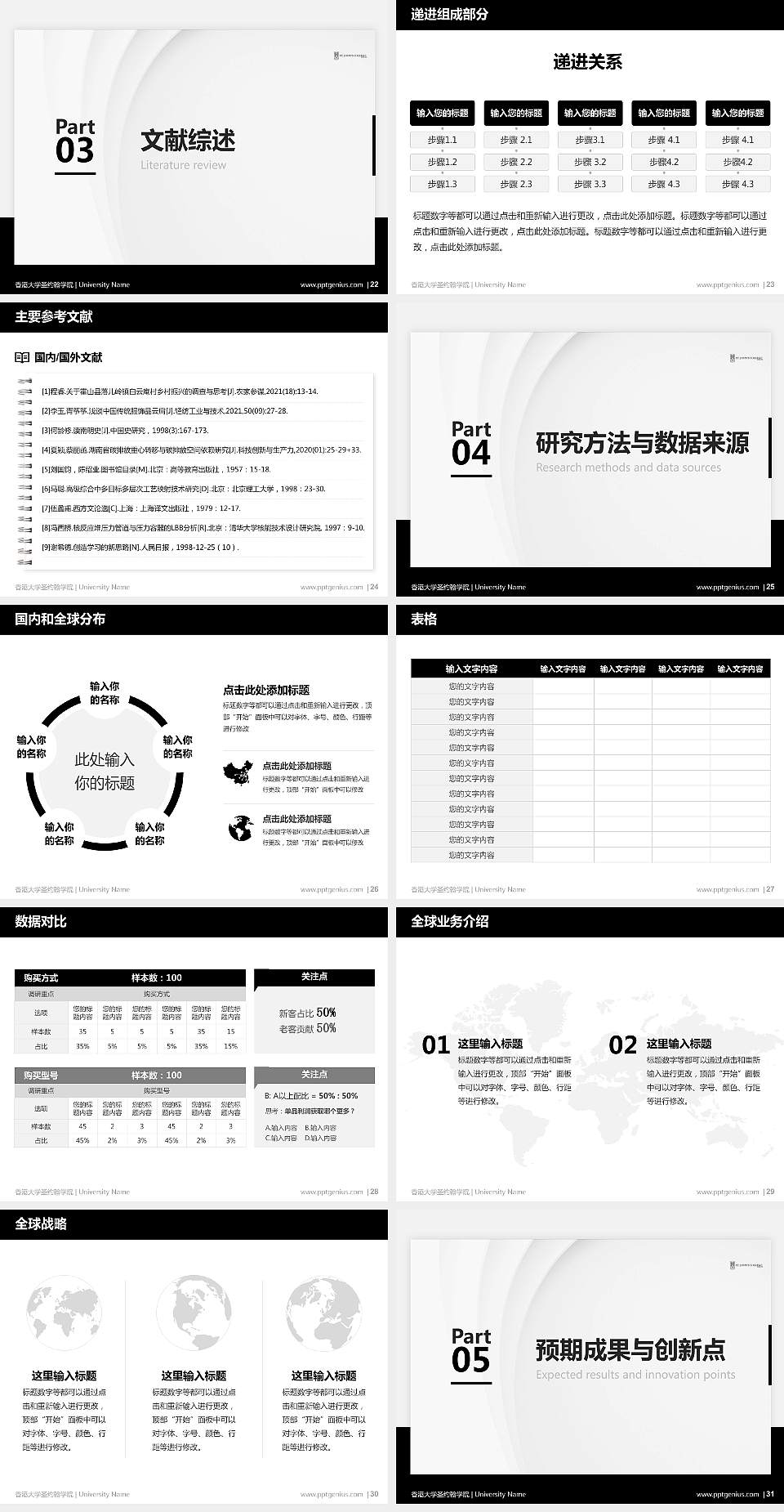 香港大学圣约翰学院硕士研究生/本科生毕业论文答辩/开题报告通用PPT模板下载4:3格式幻灯片预览图4