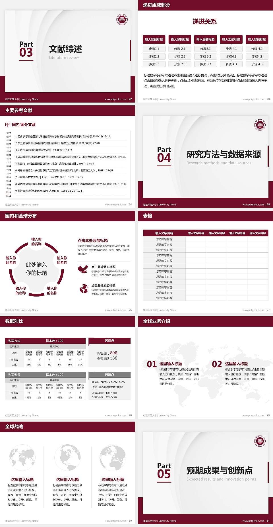 福建师范大学硕士研究生/本科生毕业论文答辩/开题报告通用PPT模板下载4:3格式幻灯片预览图4