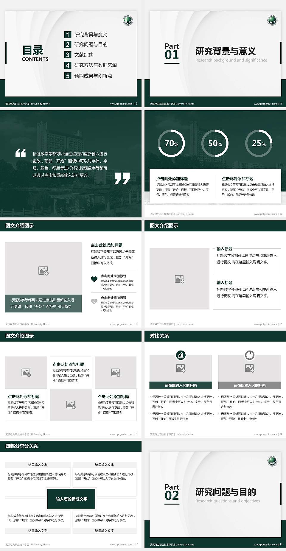 武汉电力职业技术学院硕士研究生/本科生毕业论文答辩/开题报告通用PPT模板下载4:3格式幻灯片预览图2