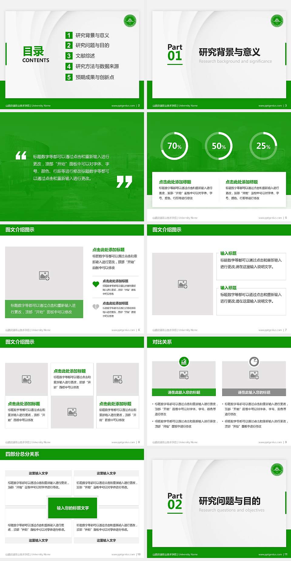 山西交通职业技术学院硕士研究生/本科生毕业论文答辩/开题报告通用PPT模板下载4:3格式幻灯片预览图2