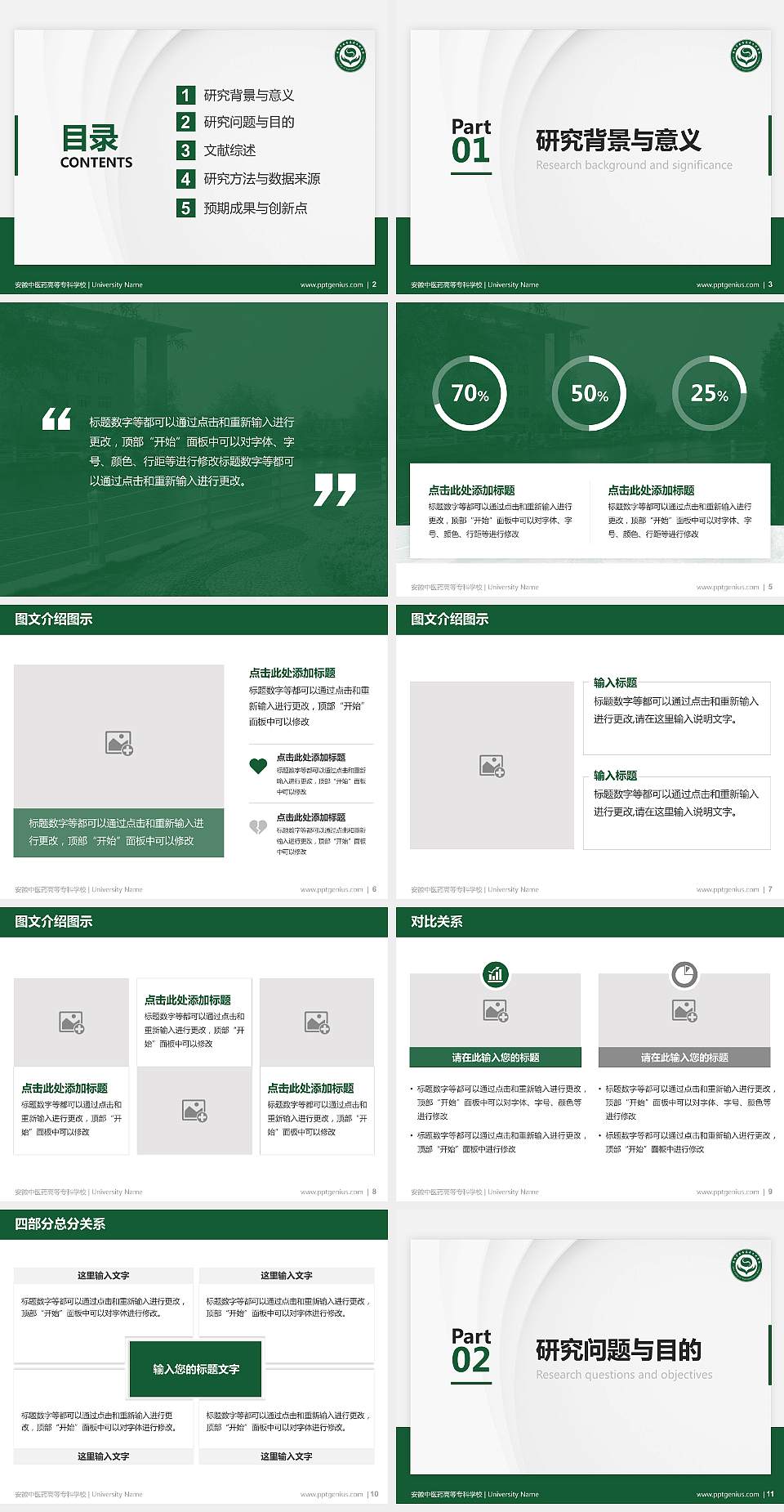 安徽中医药高等专科学校硕士研究生/本科生毕业论文答辩/开题报告通用PPT模板下载4:3格式幻灯片预览图2