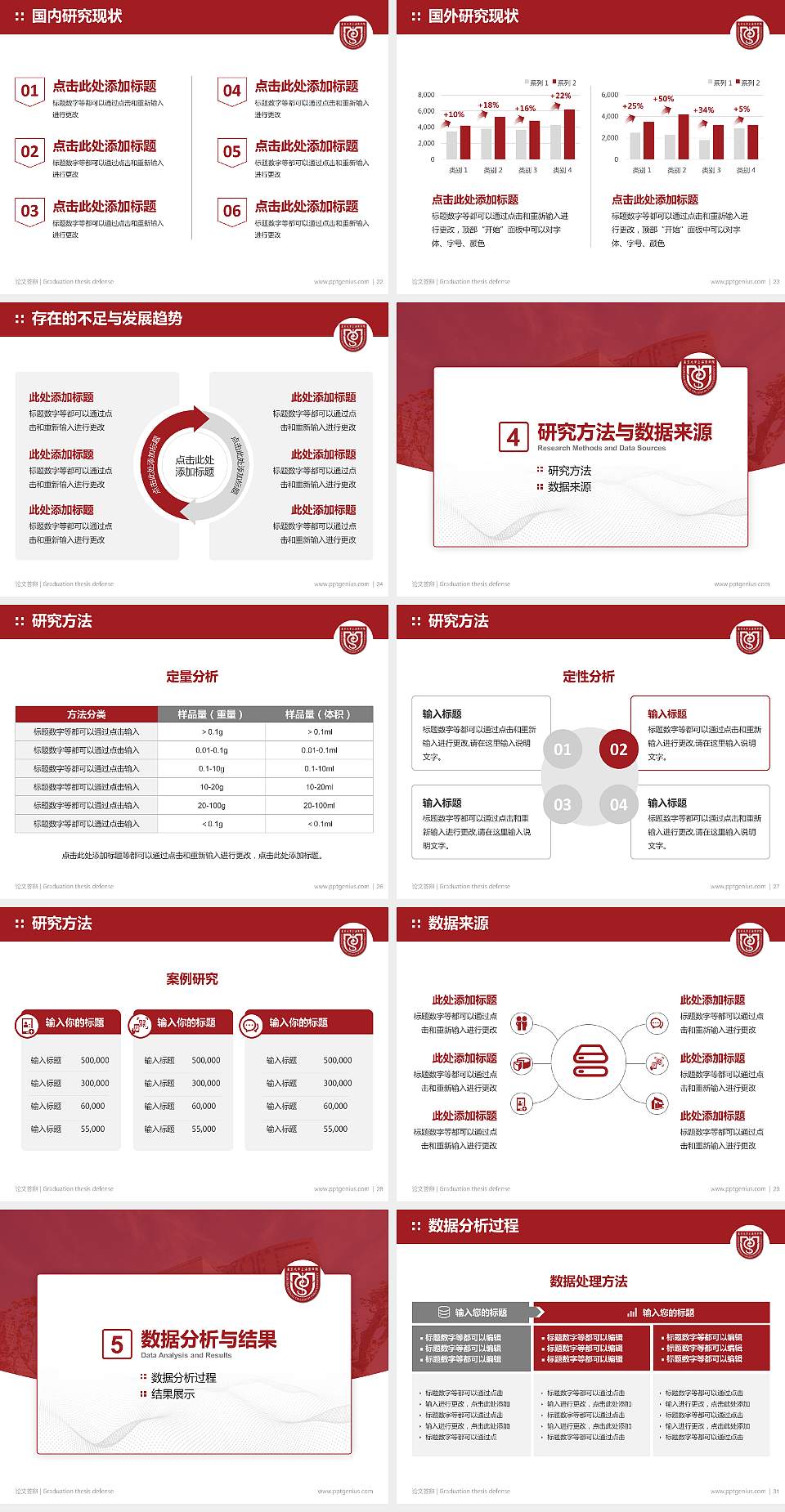 复旦大学上海医学院论文答辩标准PPT模板4:3格式幻灯片预览图4