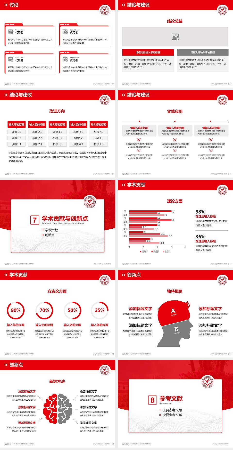 吉林科技职业技术学院论文答辩标准PPT模板4:3格式幻灯片预览图6