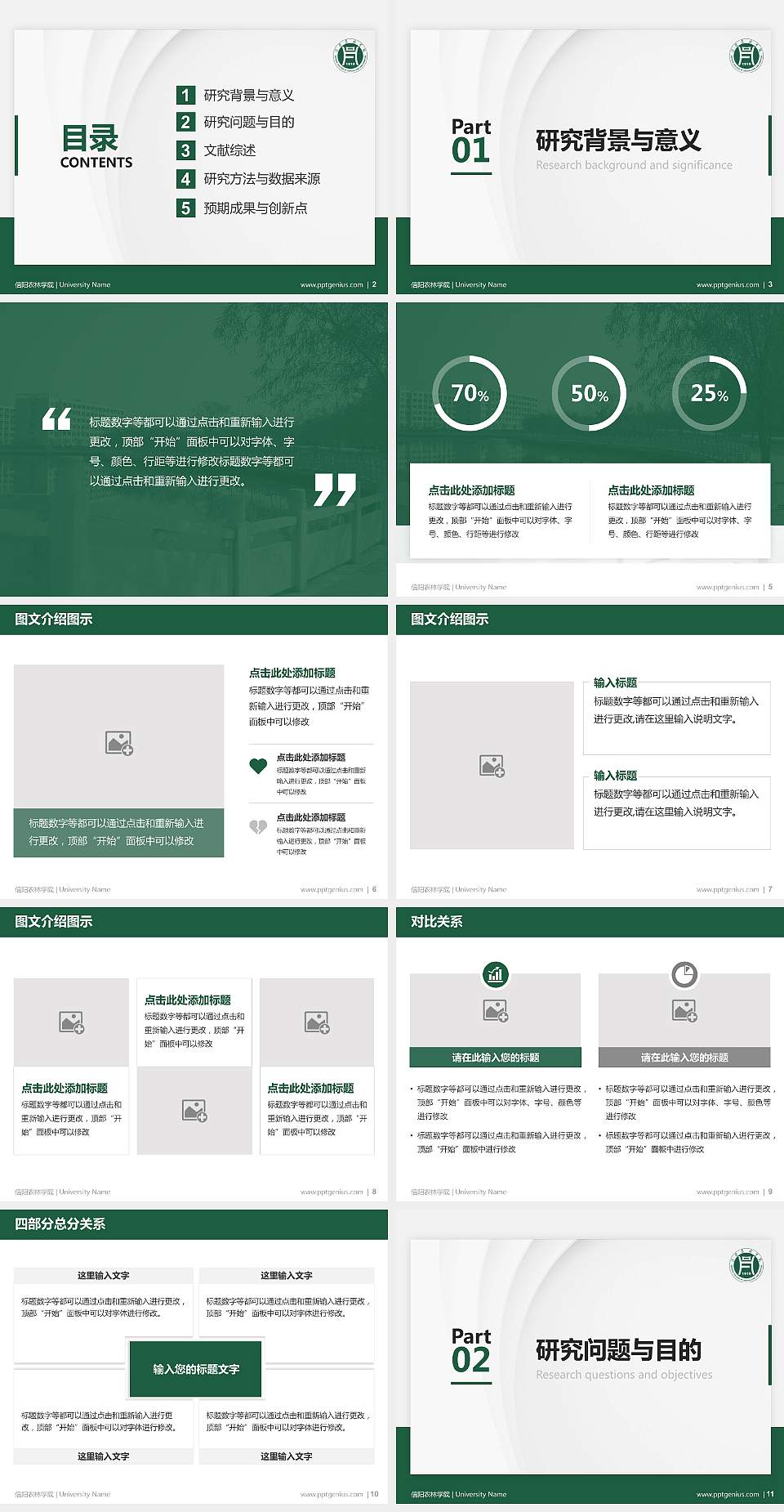 信阳农林学院硕士研究生/本科生毕业论文答辩/开题报告通用PPT模板下载4:3格式幻灯片预览图2