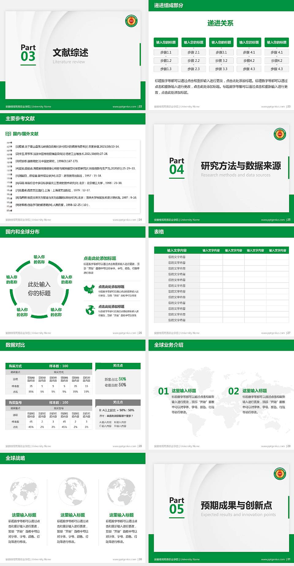 安徽绿海商务职业学院硕士研究生/本科生毕业论文答辩/开题报告通用PPT模板下载4:3格式幻灯片预览图4