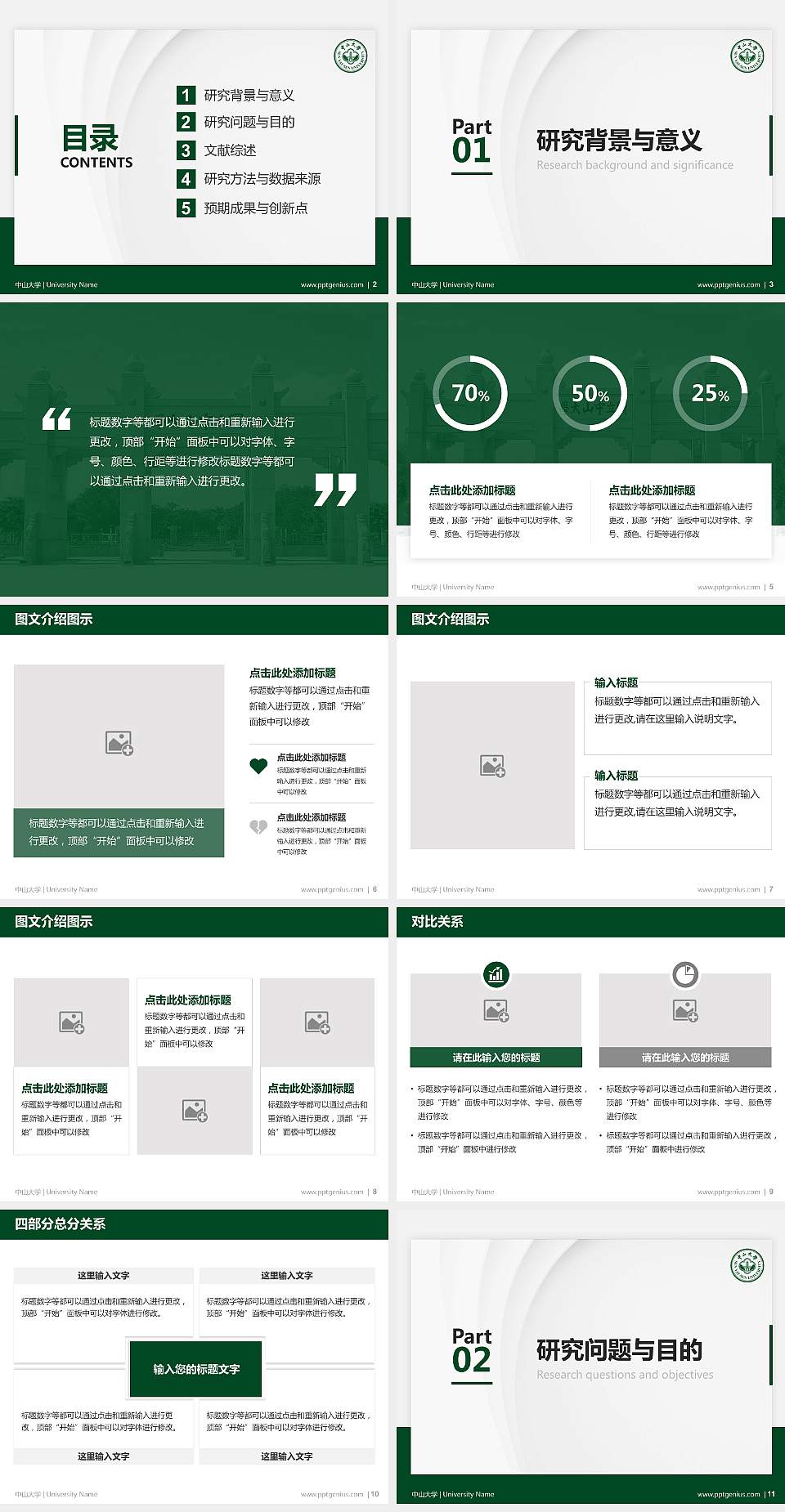 中山大学硕士研究生/本科生毕业论文答辩/开题报告通用PPT模板下载4:3格式幻灯片预览图2