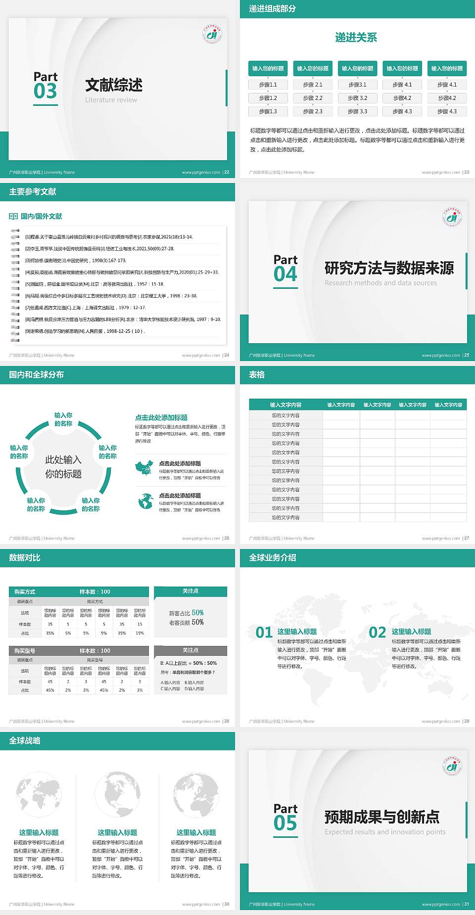 广州东华职业学院硕士研究生/本科生毕业论文答辩/开题报告通用PPT模板下载4:3格式幻灯片预览图4