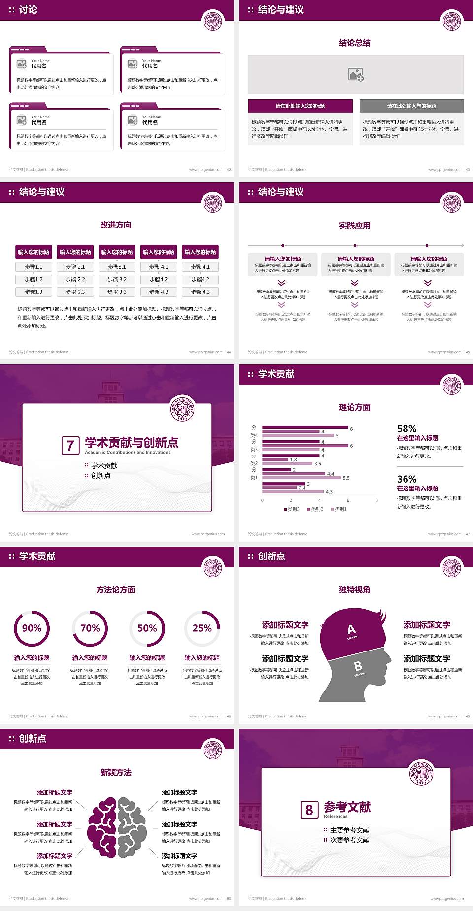 南开大学论文答辩标准PPT模板4:3格式幻灯片预览图6