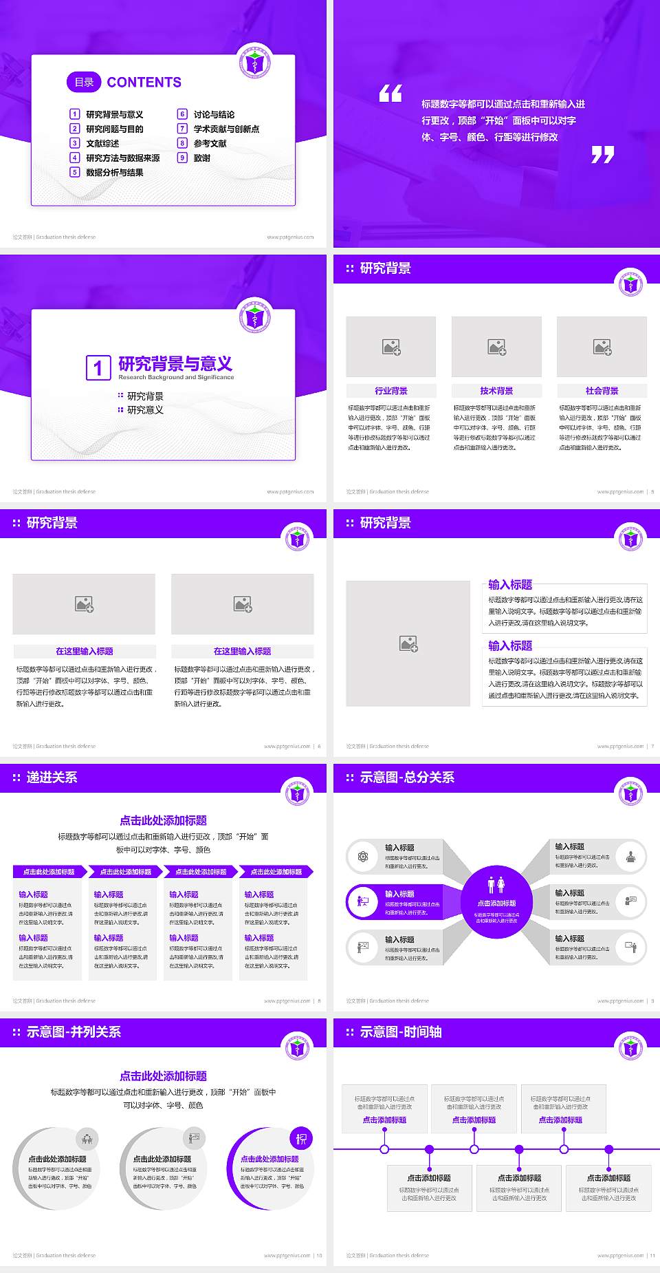 潍坊护理职业学院论文答辩标准PPT模板4:3格式幻灯片预览图2