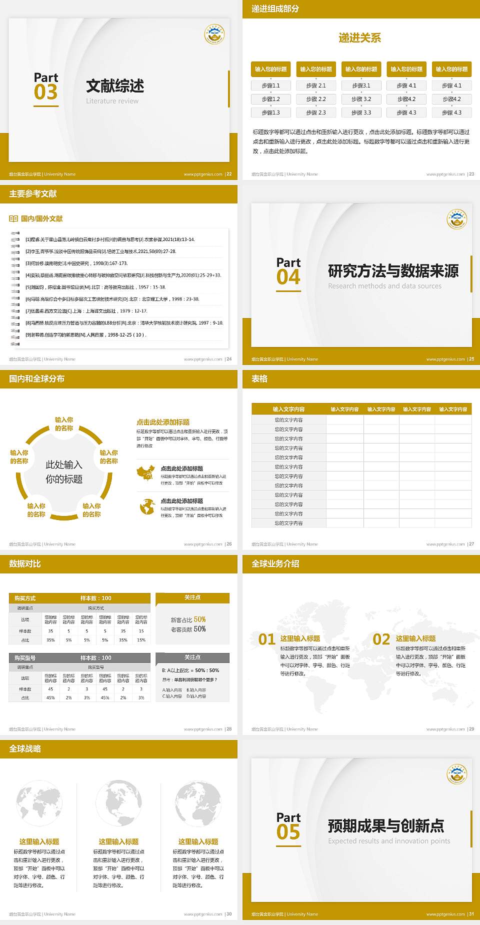 烟台黄金职业学院硕士研究生/本科生毕业论文答辩/开题报告通用PPT模板下载4:3格式幻灯片预览图4