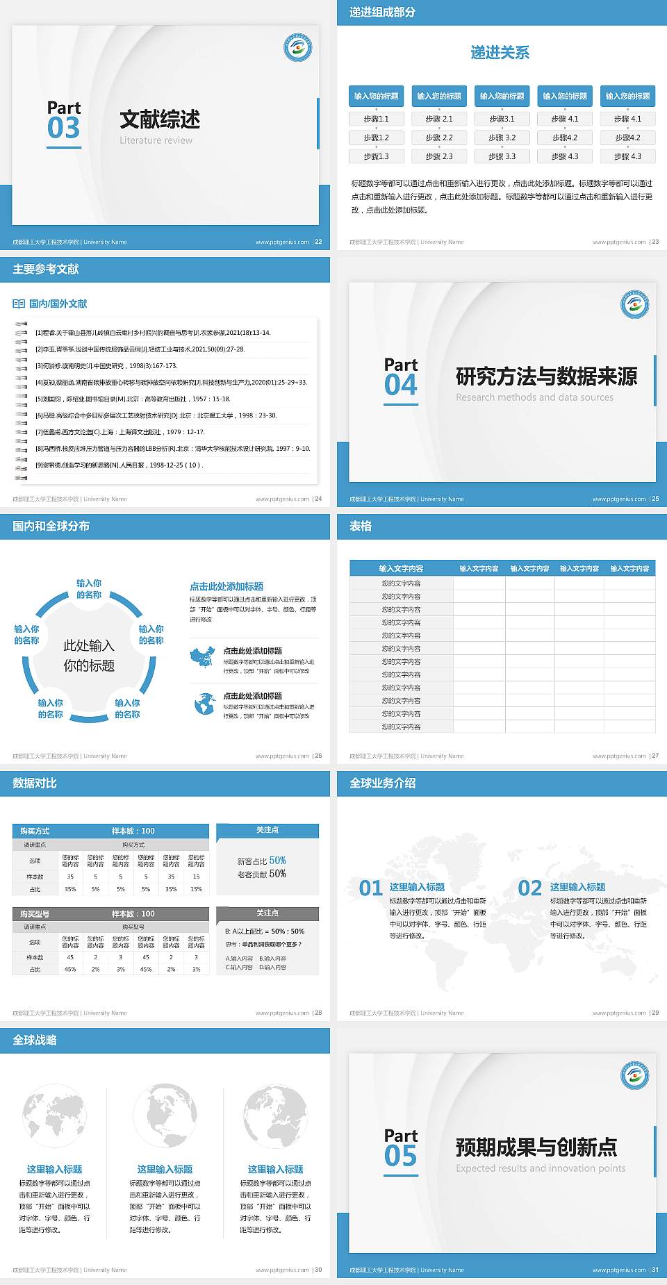 成都理工大学工程技术学院硕士研究生/本科生毕业论文答辩/开题报告通用PPT模板下载4:3格式幻灯片预览图4