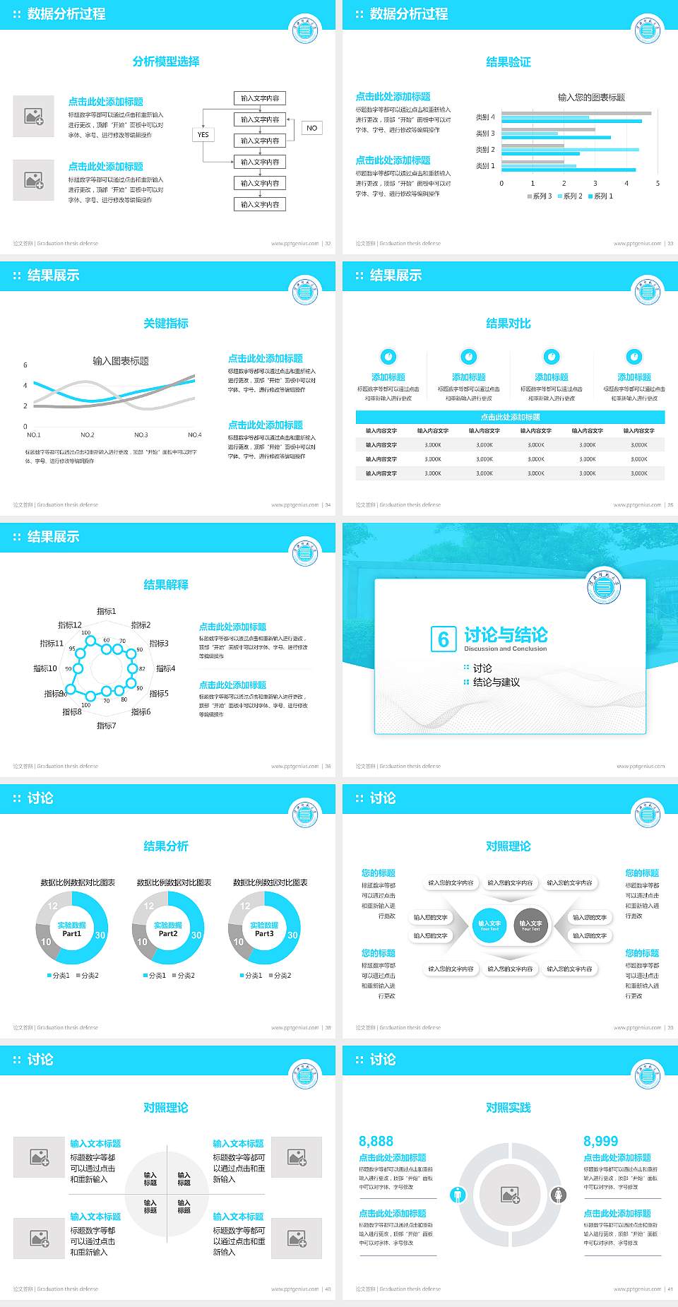淮北师范大学论文答辩标准PPT模板4:3格式幻灯片预览图5