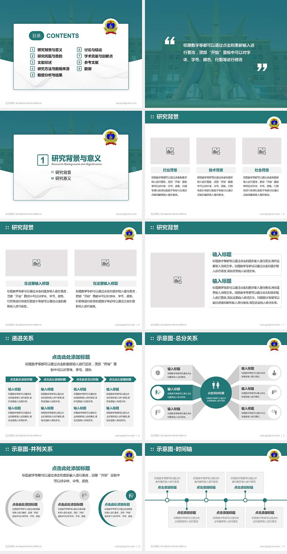 空军指挥学院论文答辩标准PPT模板4:3格式幻灯片预览图2