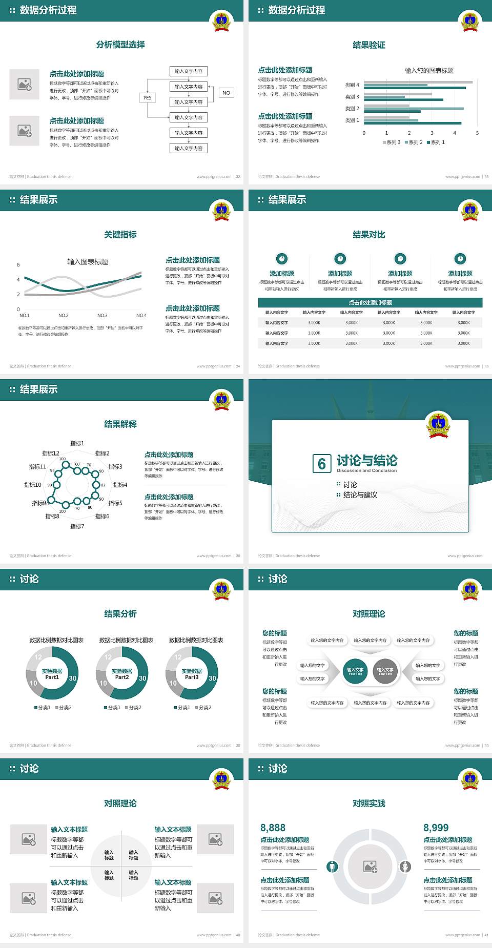 空军指挥学院论文答辩标准PPT模板4:3格式幻灯片预览图5
