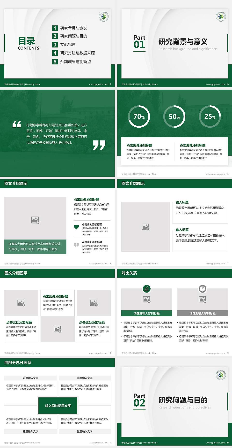 新疆农业职业技术学院硕士研究生/本科生毕业论文答辩/开题报告通用PPT模板下载4:3格式幻灯片预览图2