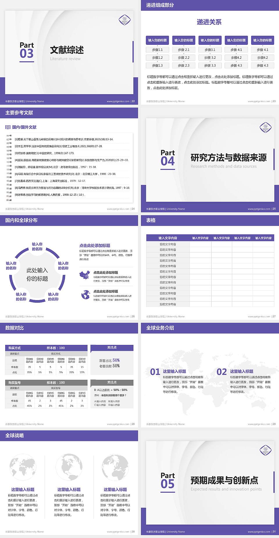 长春东方职业学院硕士研究生/本科生毕业论文答辩/开题报告通用PPT模板下载4:3格式幻灯片预览图4