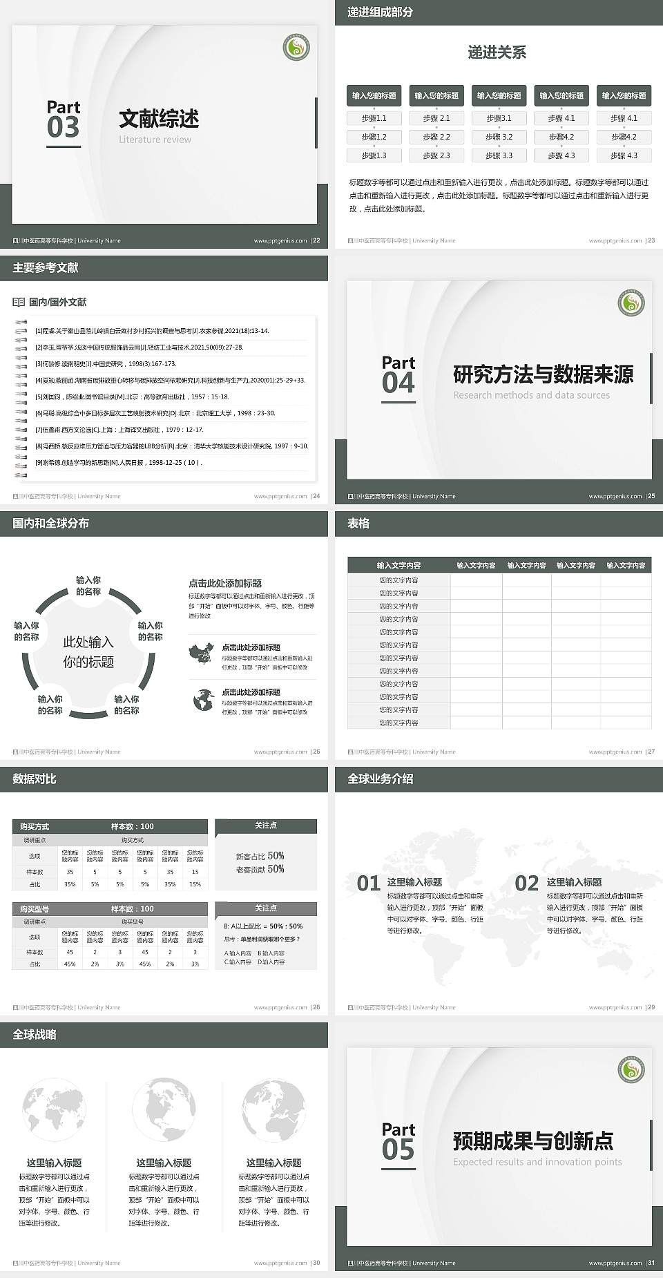 四川中医药高等专科学校硕士研究生/本科生毕业论文答辩/开题报告通用PPT模板下载4:3格式幻灯片预览图4