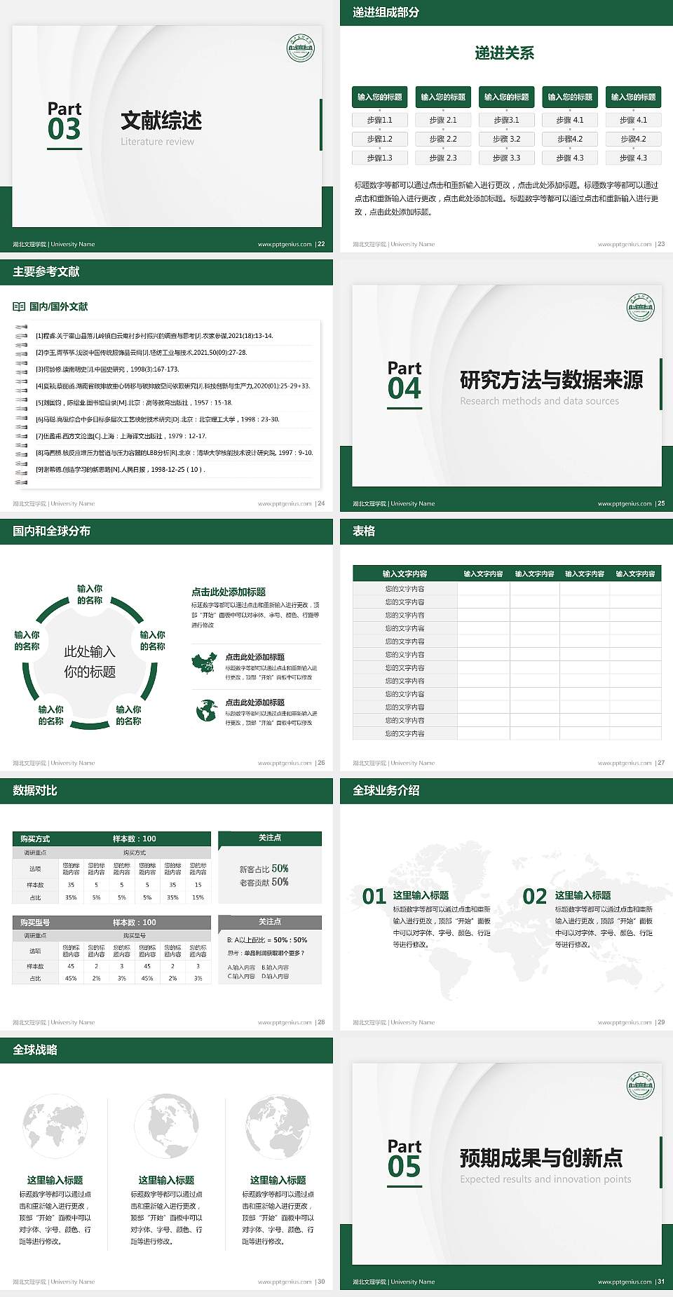 湖北文理学院硕士研究生/本科生毕业论文答辩/开题报告通用PPT模板下载4:3格式幻灯片预览图4
