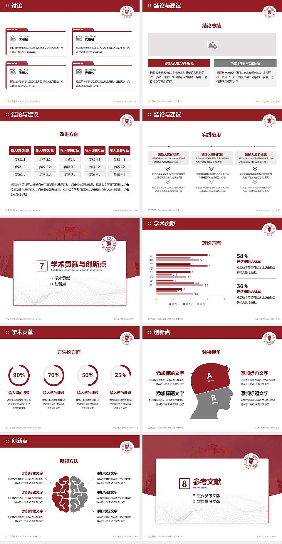 天津财经大学珠江学院论文答辩标准PPT模板4:3格式幻灯片预览图6