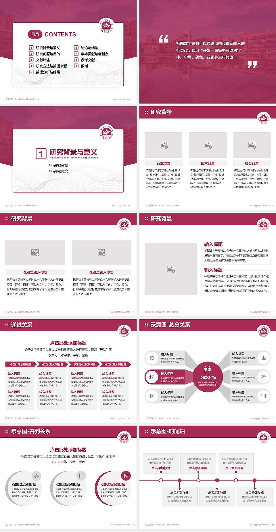 四川护理职业学院论文答辩标准PPT模板4:3格式幻灯片预览图2