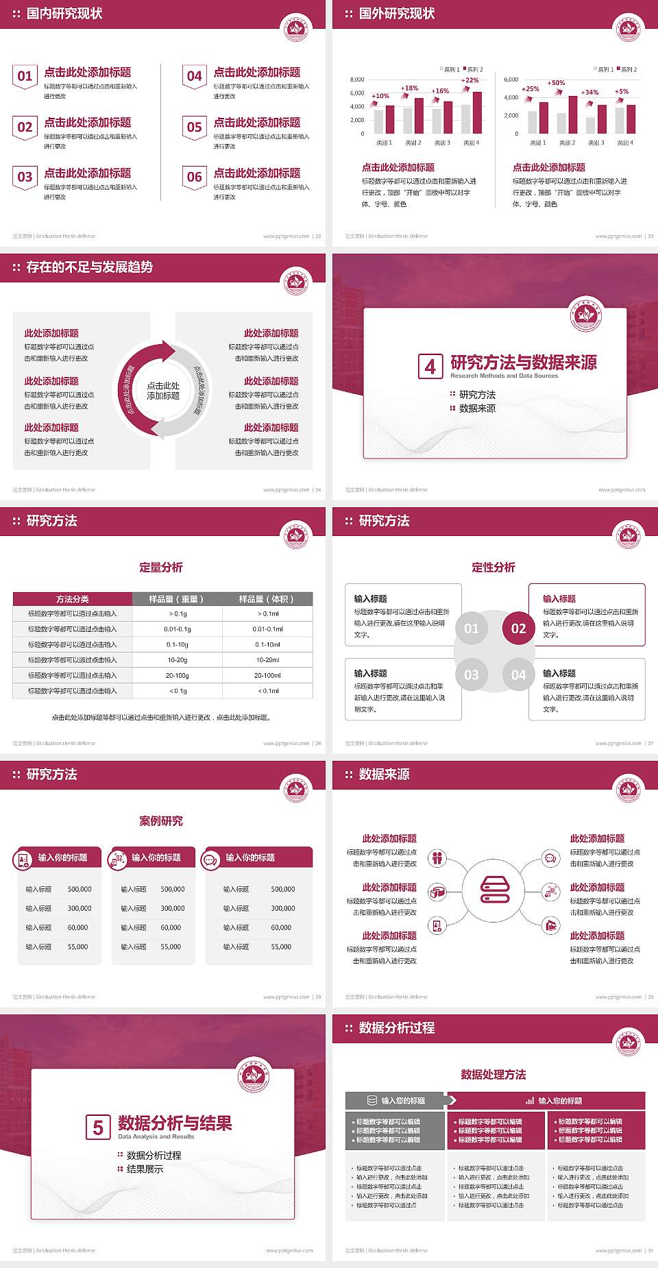 四川护理职业学院论文答辩标准PPT模板4:3格式幻灯片预览图4