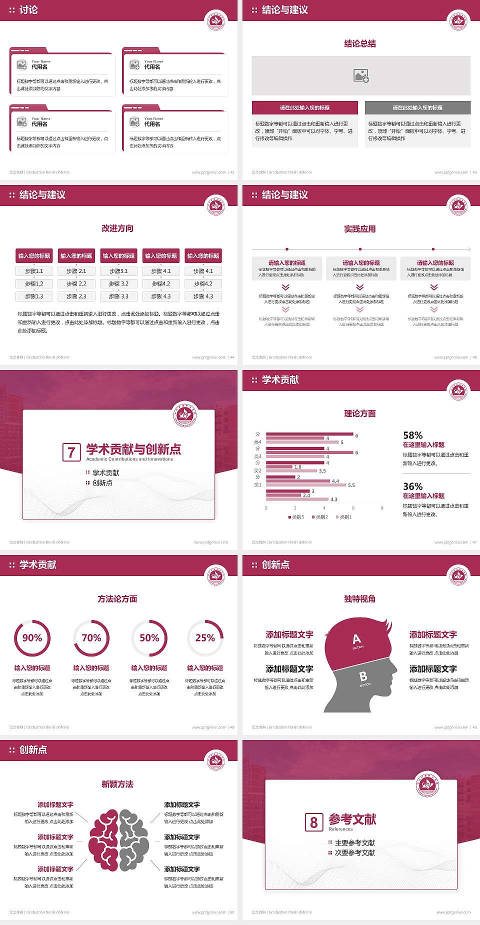 四川护理职业学院论文答辩标准PPT模板4:3格式幻灯片预览图6