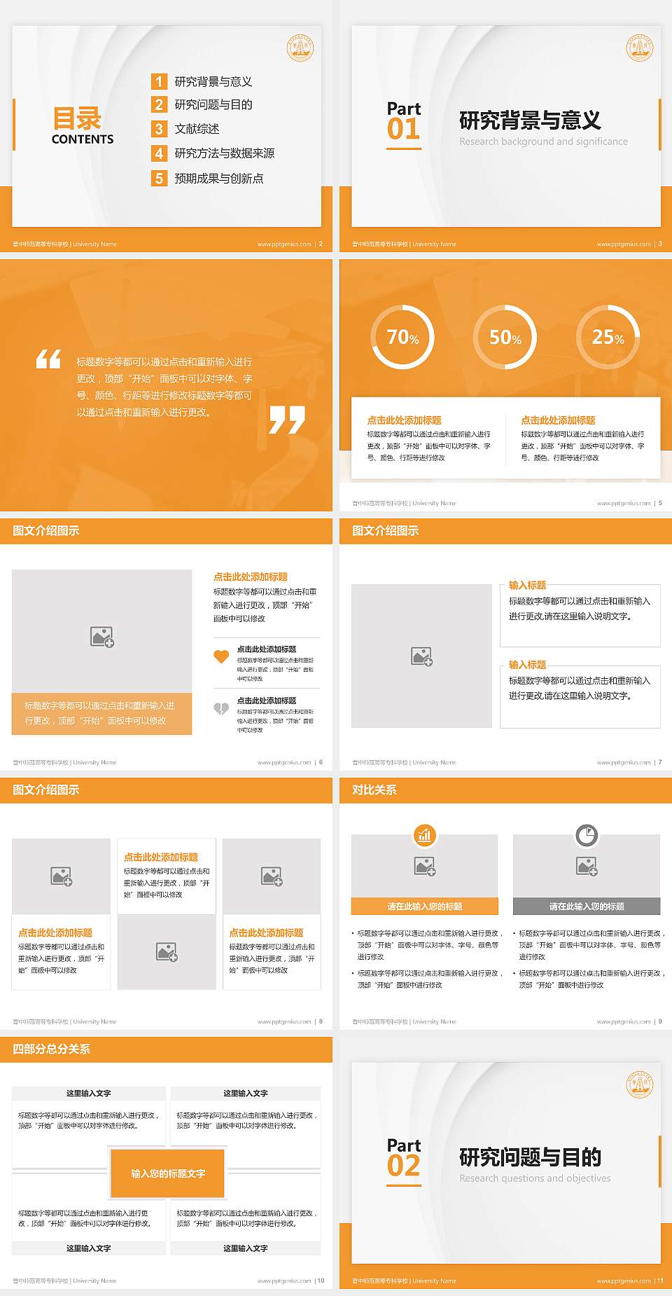晋中师范高等专科学校硕士研究生/本科生毕业论文答辩/开题报告通用PPT模板下载4:3格式幻灯片预览图2