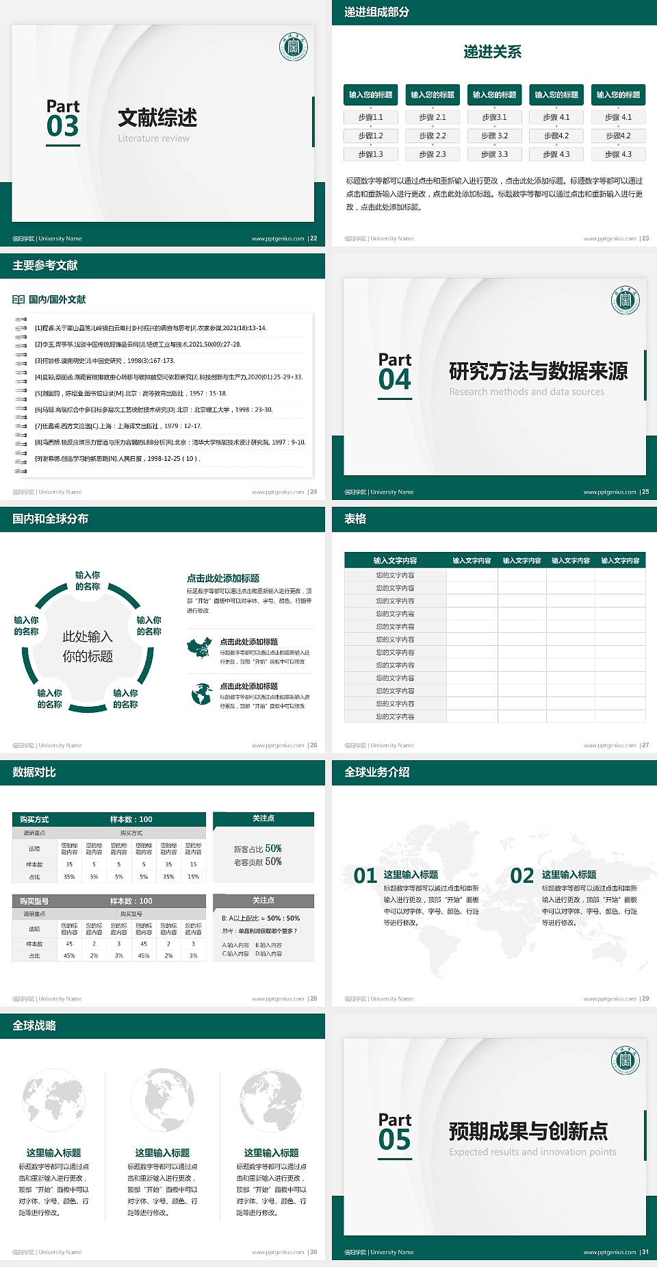 信阳学院硕士研究生/本科生毕业论文答辩/开题报告通用PPT模板下载4:3格式幻灯片预览图4