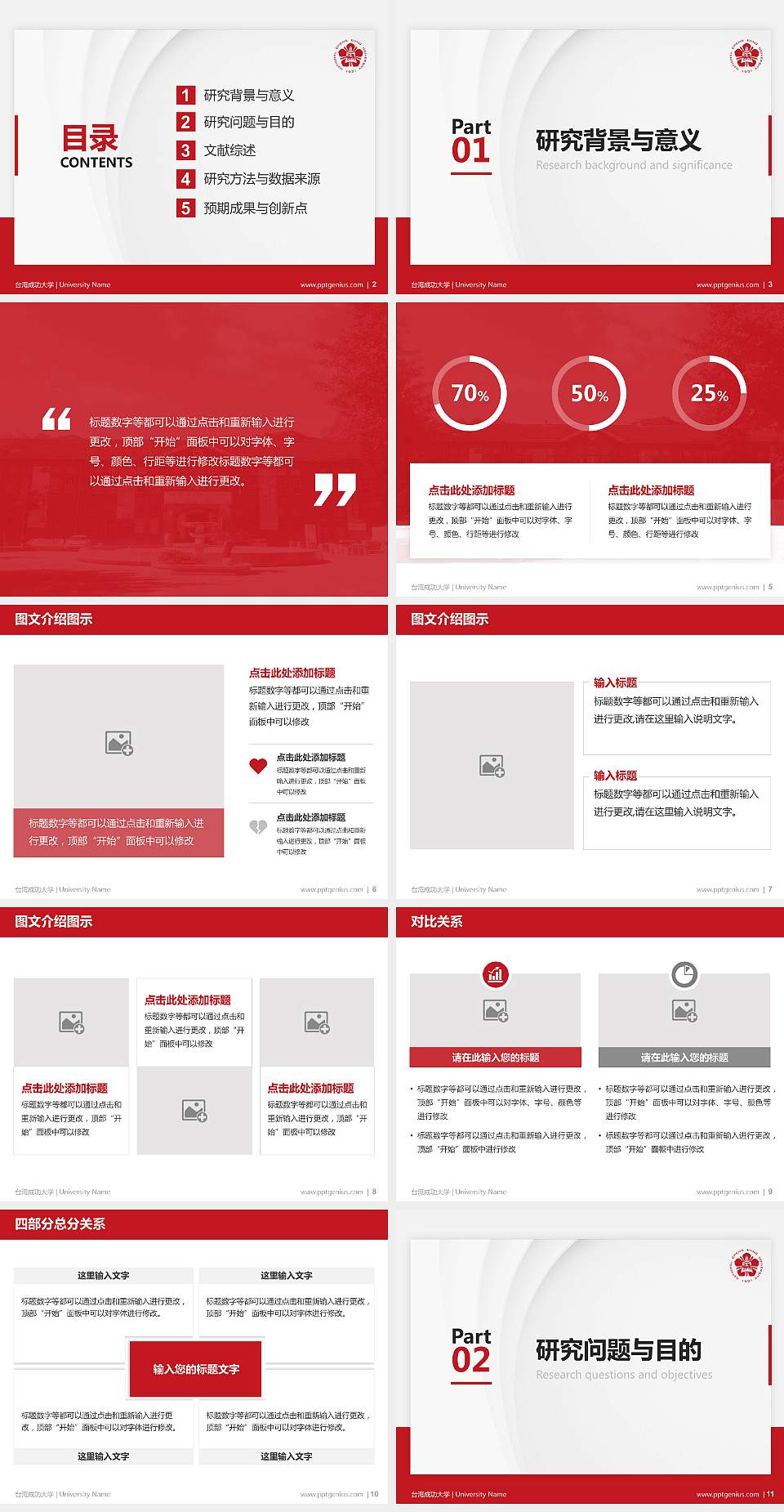 台湾成功大学硕士研究生/本科生毕业论文答辩/开题报告通用PPT模板下载4:3格式幻灯片预览图2