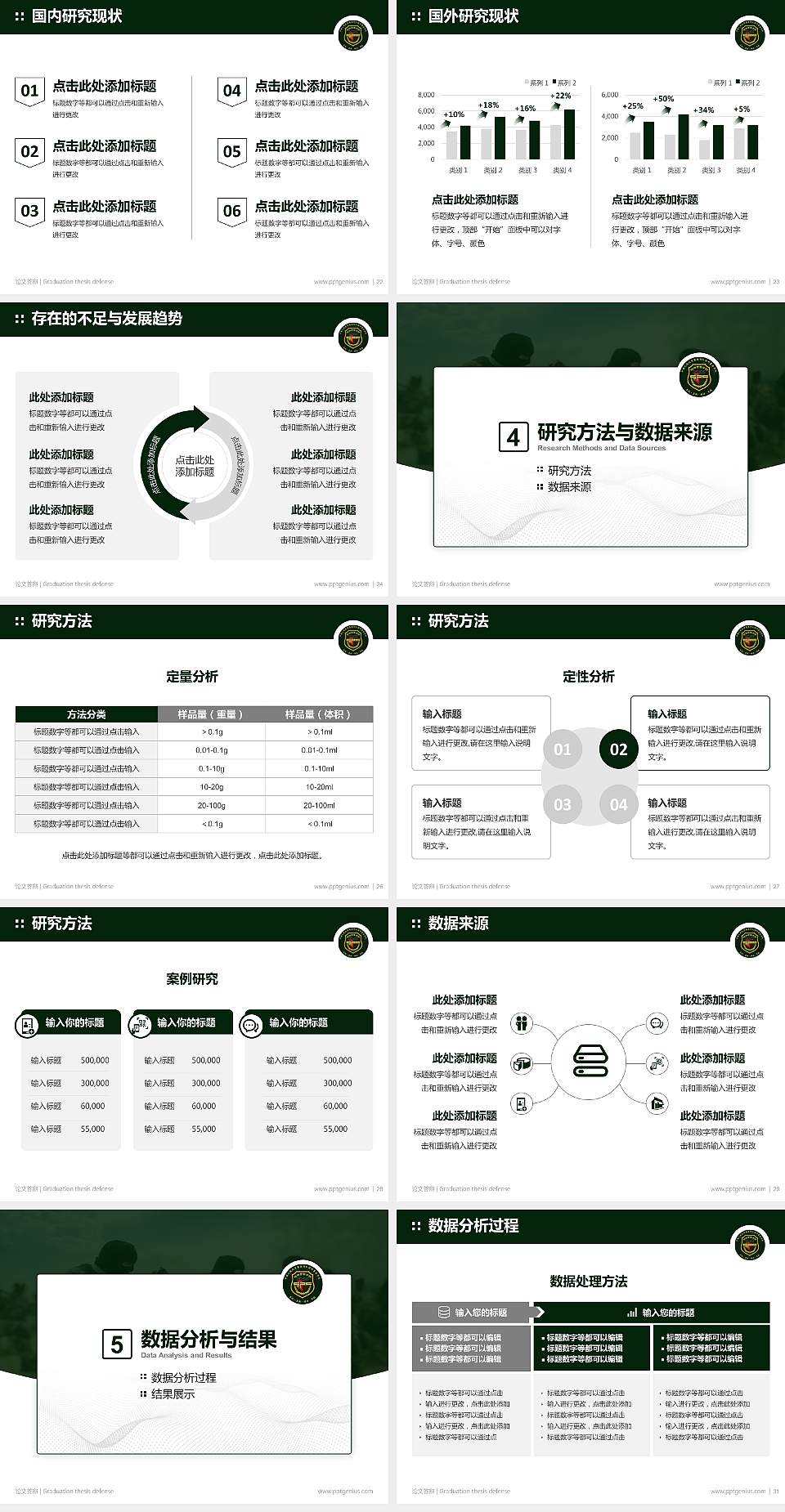 中国人民武装警察部队特种警察学院论文答辩标准PPT模板4:3格式幻灯片预览图4